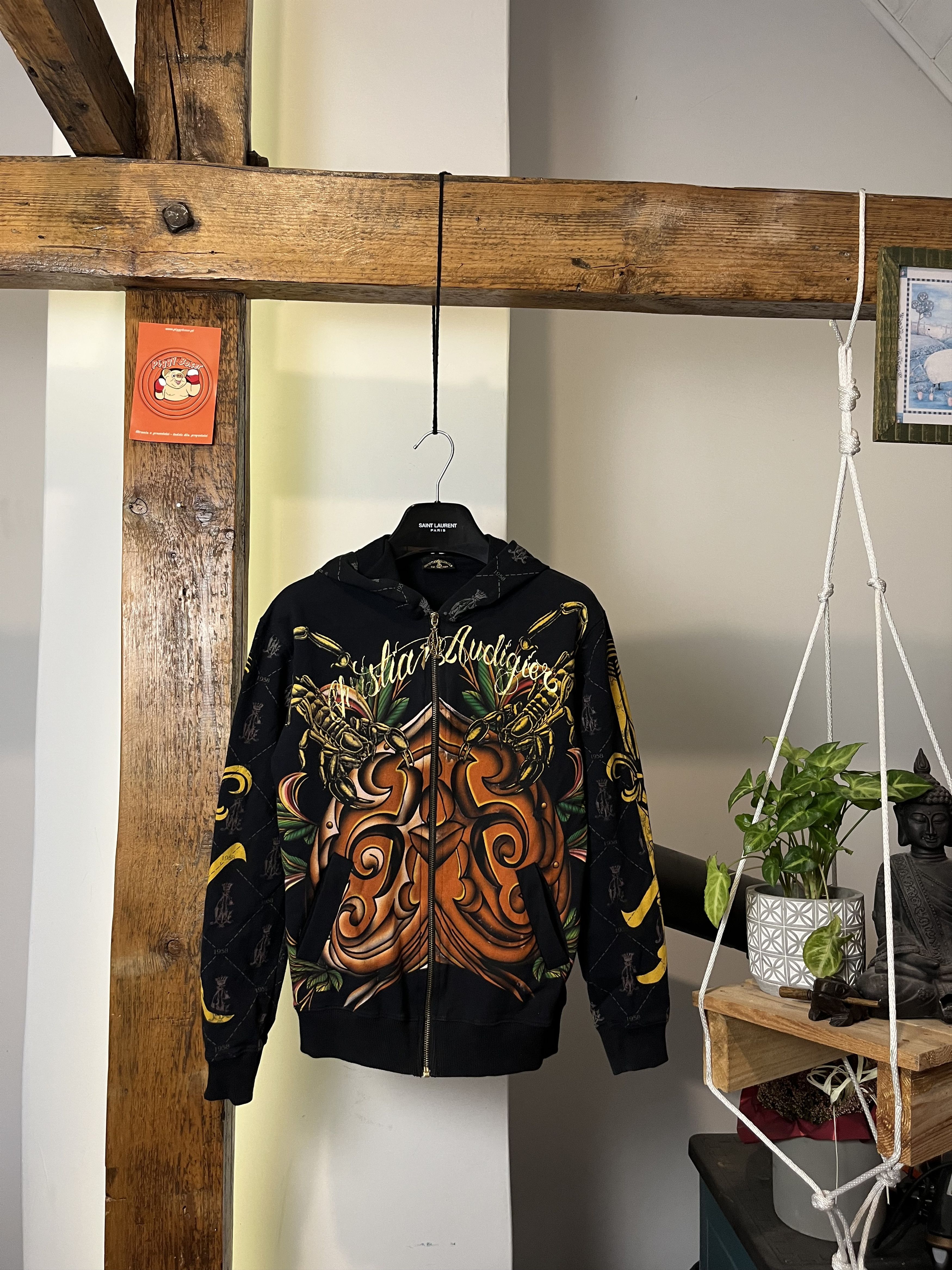 Christian Audigier × Ed Hardy × Vintage Ed Hardy By Christian Audigier Scorpions Skull Zip Hoodie Size M / US 6-8 / IT 42-44 - 2 Thumbnail