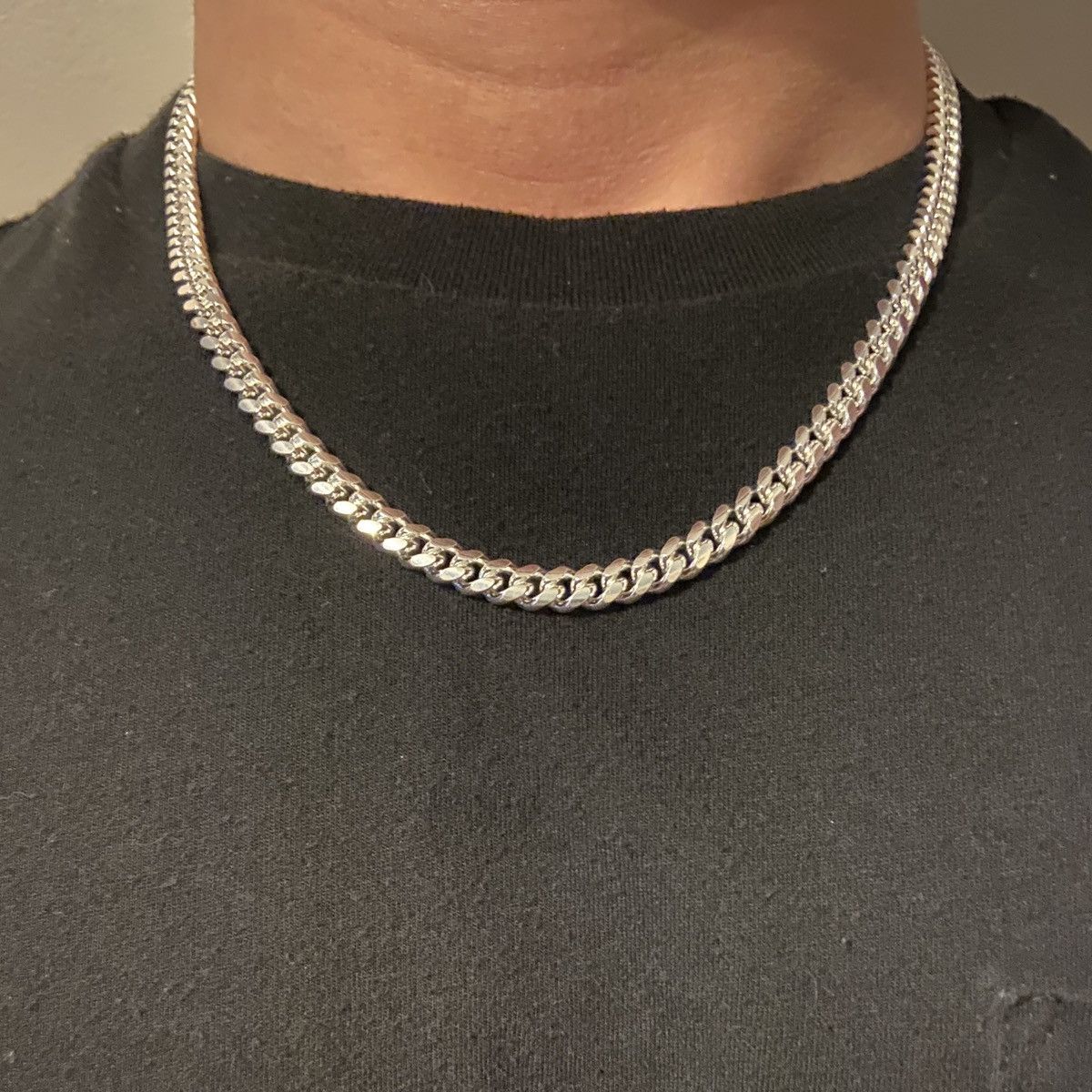 image of Sterling Silver Solid Silver Chain Silver Miami Cuban Link Chain 20In 6Mm, Men's