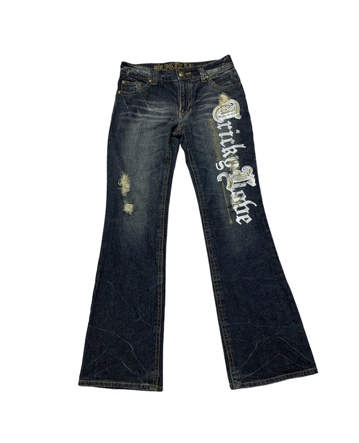 Hysteric Glamour FLARE Japanese Brand ORIGINAL Distress Washed Denim Bootcut Size US 32 / EU 48 - 2 Thumbnail
