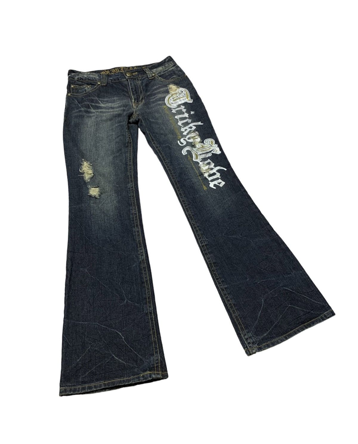 Hysteric Glamour FLARE Japanese Brand ORIGINAL Distress Washed Denim Bootcut Size US 32 / EU 48 - 1 Thumbnail