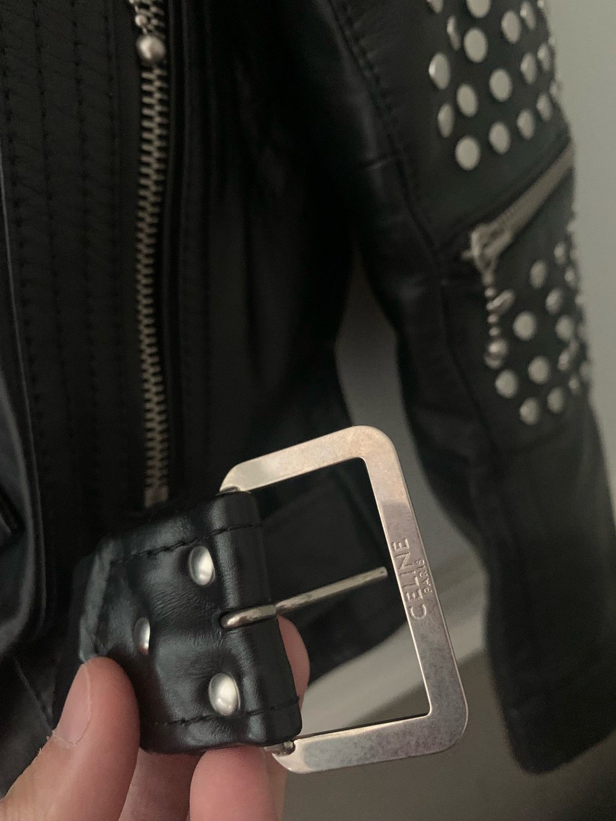 Celine × Hedi Slimane Celine X Hedi Slimane Checkered Perfecto Leather Jacket Size US M / EU 48-50 / 2 - 4 Thumbnail