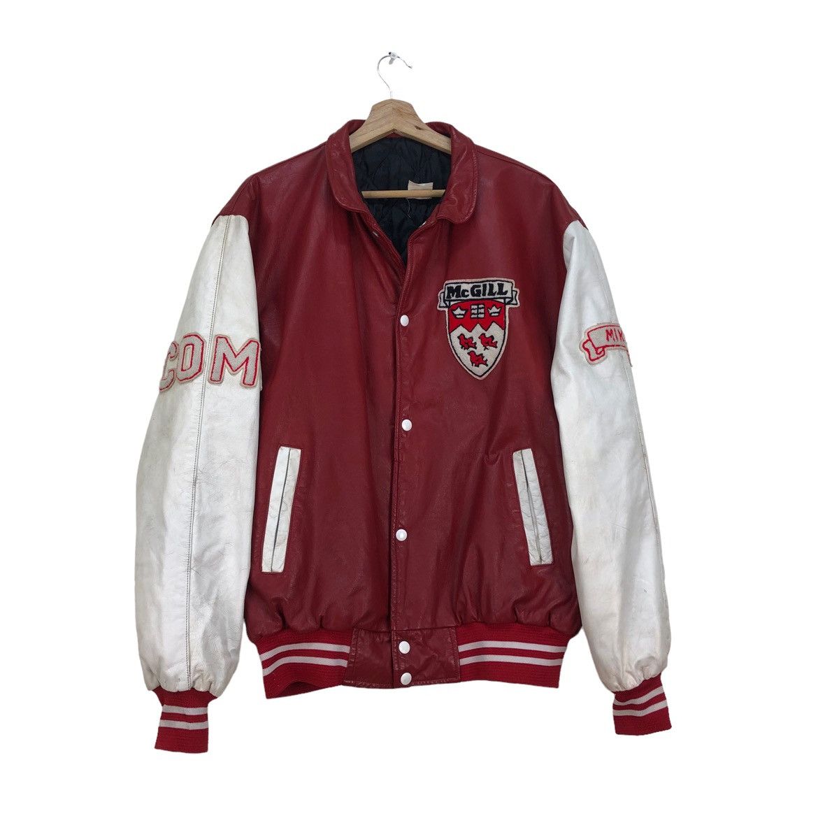 Image of American College x Varsity Jacket Vintage America College Mike Mc Gill Engineering in Red (Size Lar