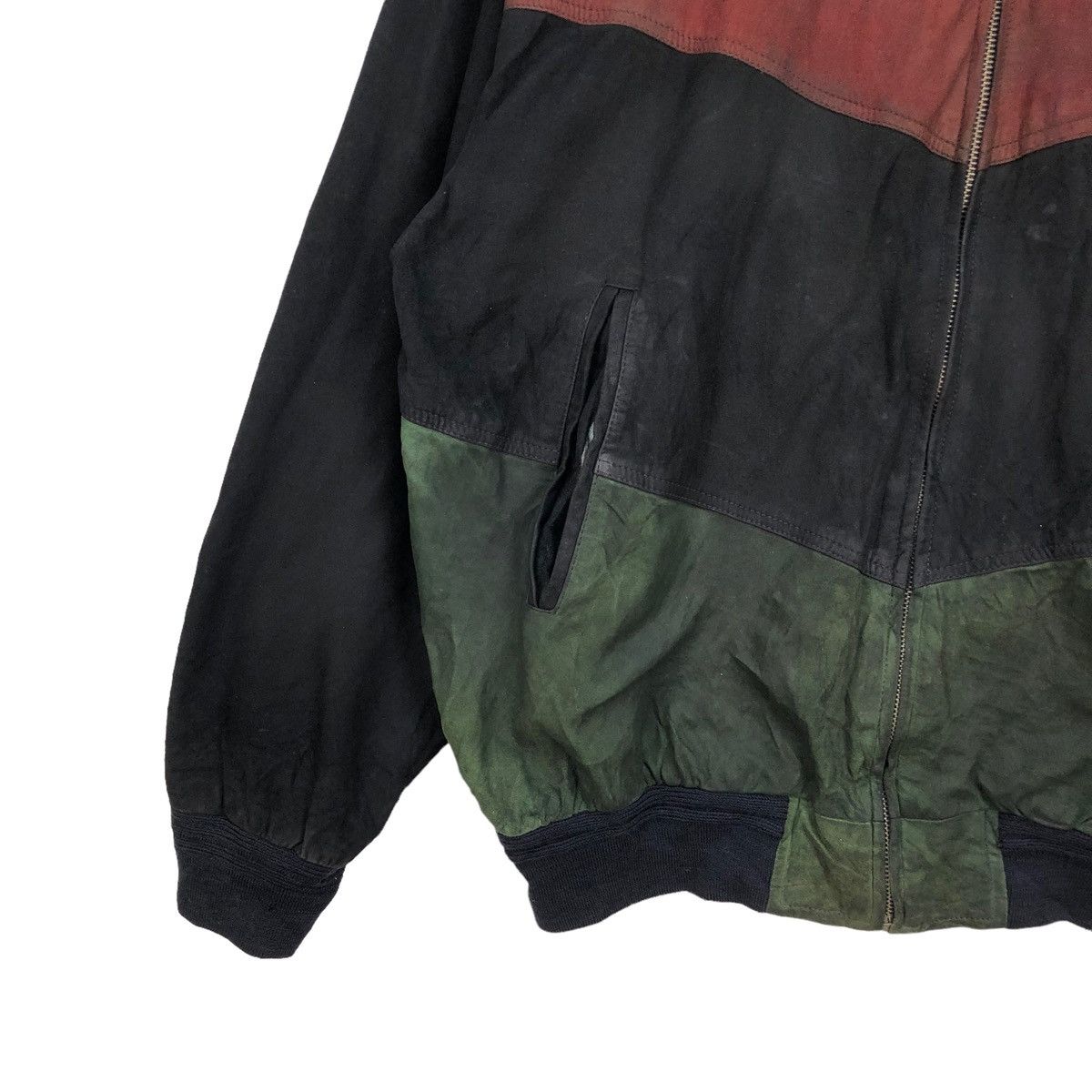 Genuine Leather 🔥Vtg 90s Suede Leather Three Layer Colour Block Jacket Size US XL / EU 56 / 4 - 5 Thumbnail