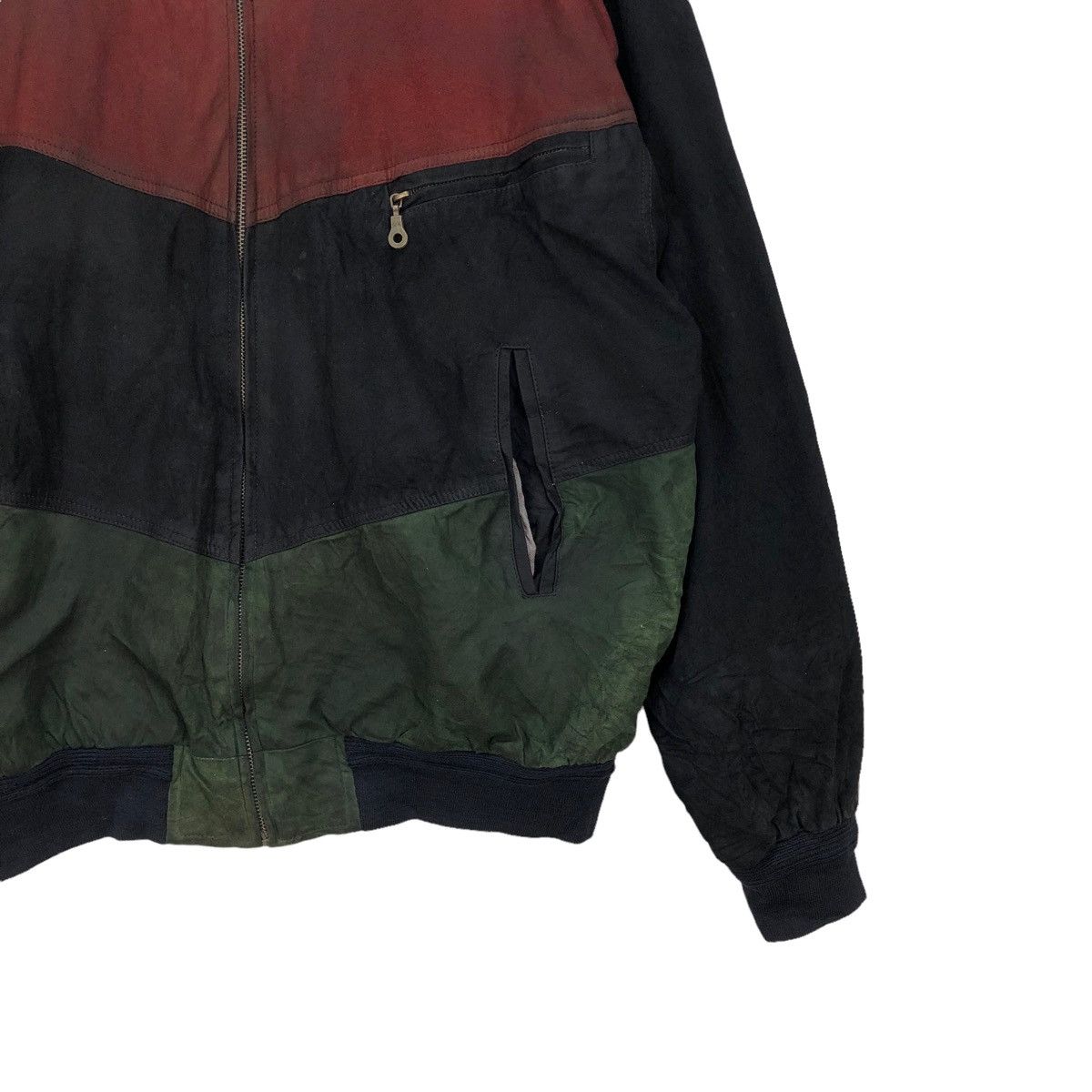 Genuine Leather 🔥Vtg 90s Suede Leather Three Layer Colour Block Jacket Size US XL / EU 56 / 4 - 6 Thumbnail