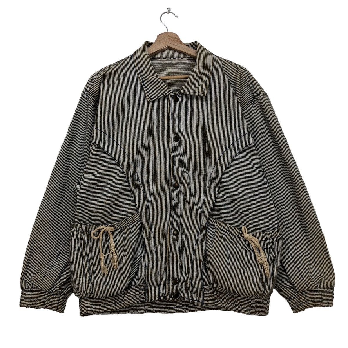 Japanese Brand Vintage Worker Hikory Stripes Slank Pocket Jacket Size US M / EU 48-50 / 2 - 1 Thumbnail
