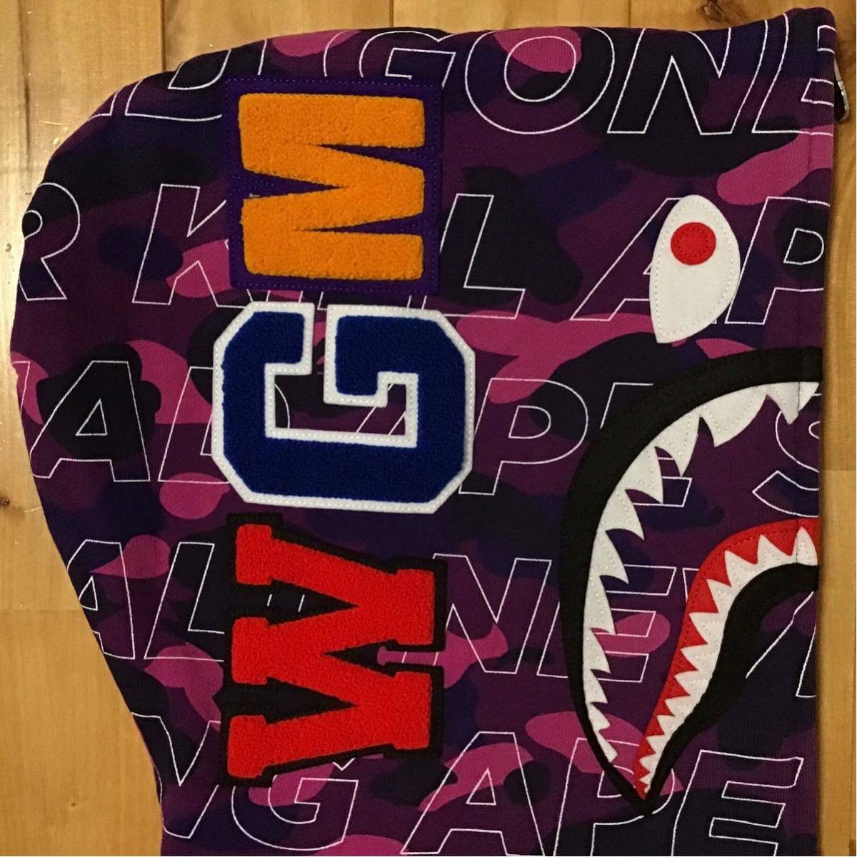 Bape BAPE text color camo Shark full zip hoodie purple camo Size US M / EU 48-50 / 2 - 3 Thumbnail