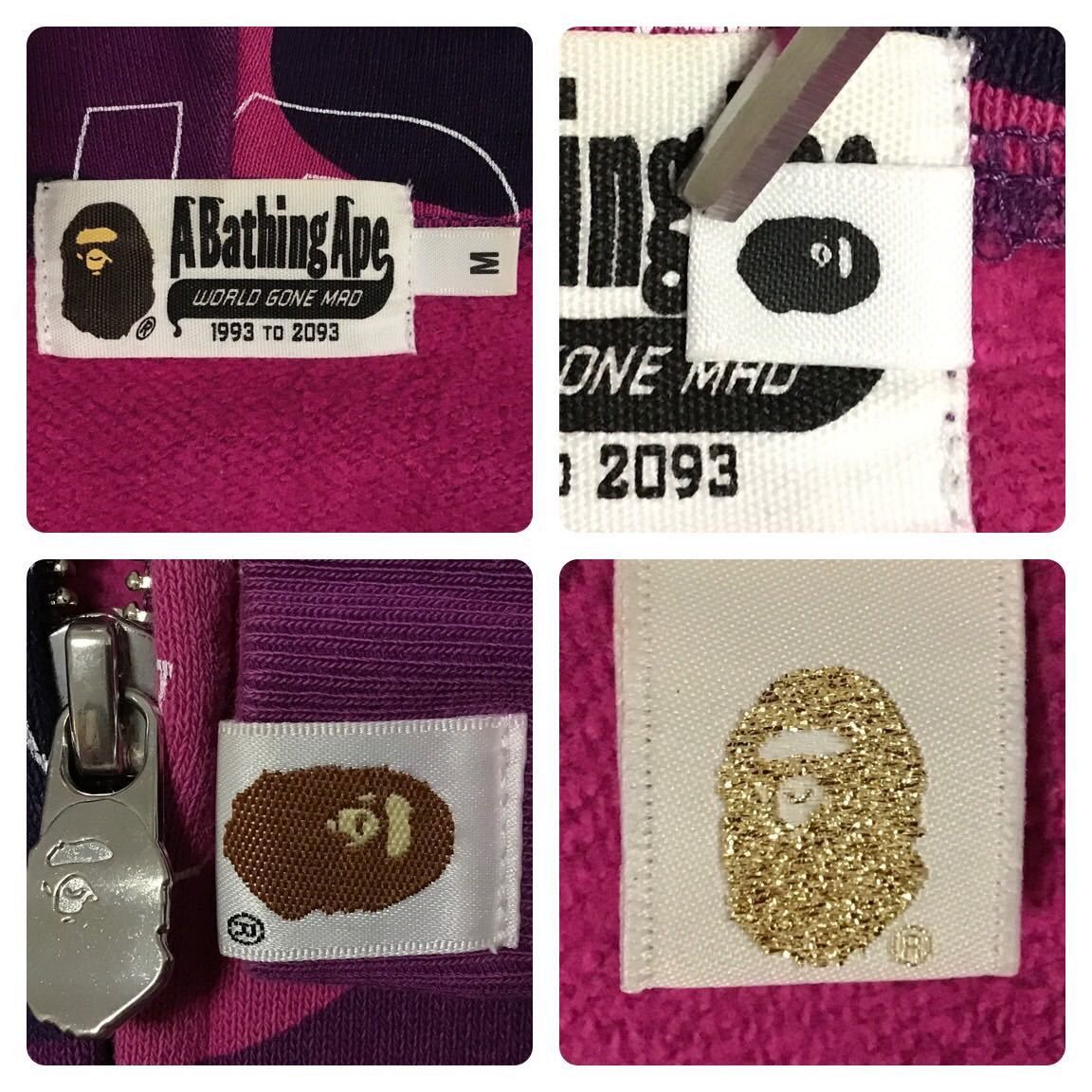 Bape BAPE text color camo Shark full zip hoodie purple camo Size US M / EU 48-50 / 2 - 8 Thumbnail