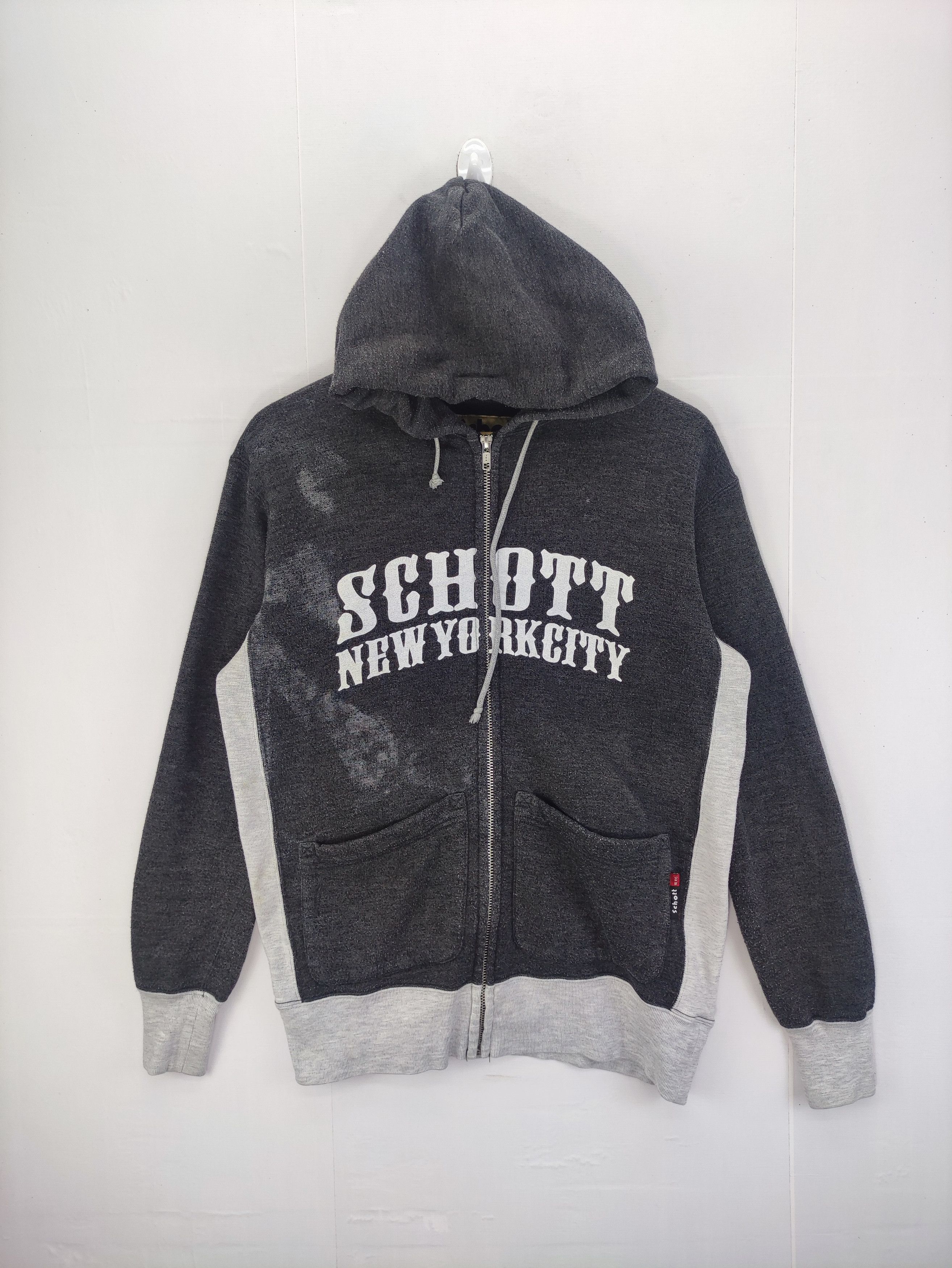 Schott Vintage Schott N.Y.C Sweater Pull Over Hoodie Zipper Size US S / EU 44-46 / 1 - 1 Thumbnail