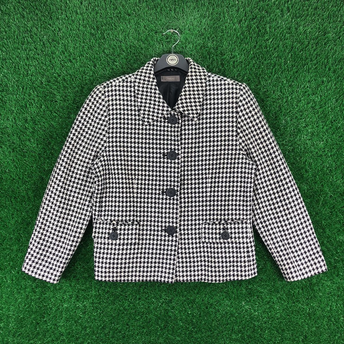 image of Vintage 90's Houndstooth Jacket For Women By Juriae (Size Small)