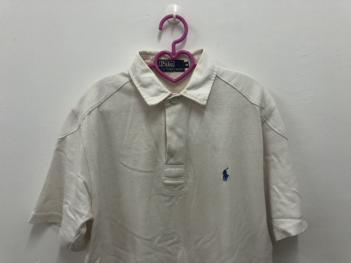 Polo Ralph Lauren Rare Vintage Polo Ralph Lauren White Rugby Style Polo Shirt Size US M / EU 48-50 / 2 - 2 Thumbnail