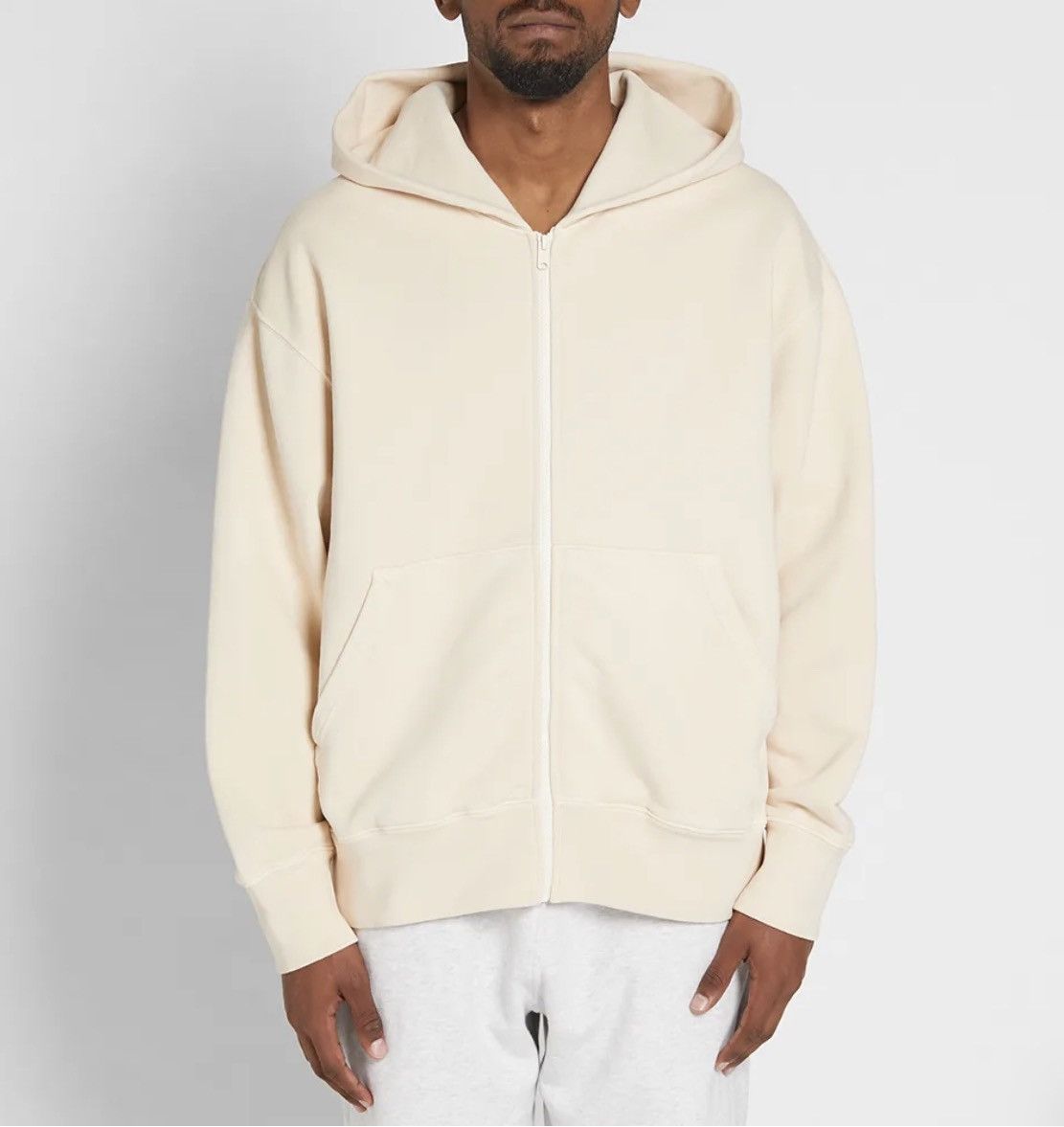 image of Yeezy Season 4 Boxy Zip Hoodie Light Sand, Men's (Size Medium)