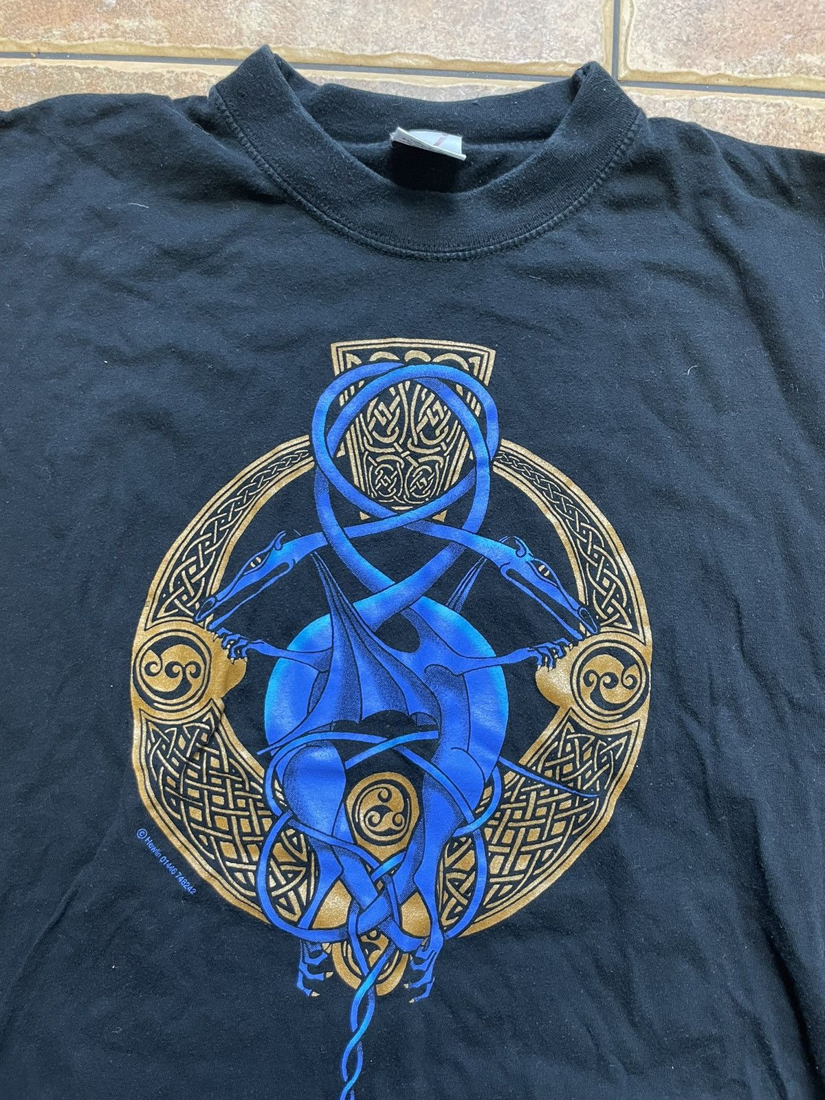 Sci-Fi Fantasy × Vintage Vintage Dragon t shirt 1990s like Liquid Blue Size US L / EU 52-54 / 3 - 2 Thumbnail
