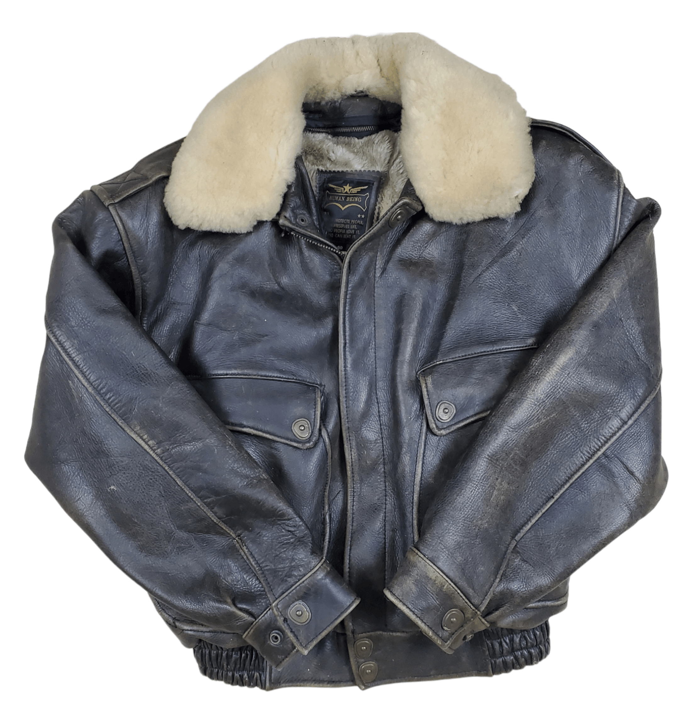 Genuine Leather × Vintage 🔥Vintage Leather Jacket Human Being B3 Style🔥 Size US L / EU 52-54 / 3 - 3 Thumbnail