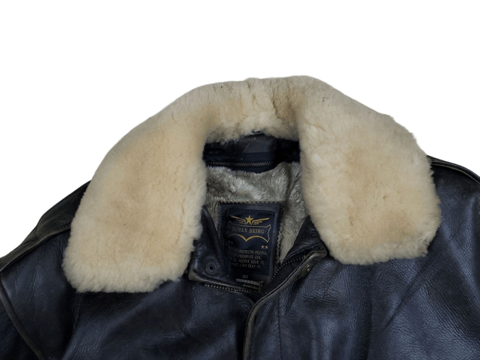 Genuine Leather × Vintage 🔥Vintage Leather Jacket Human Being B3 Style🔥 Size US L / EU 52-54 / 3 - 4 Thumbnail