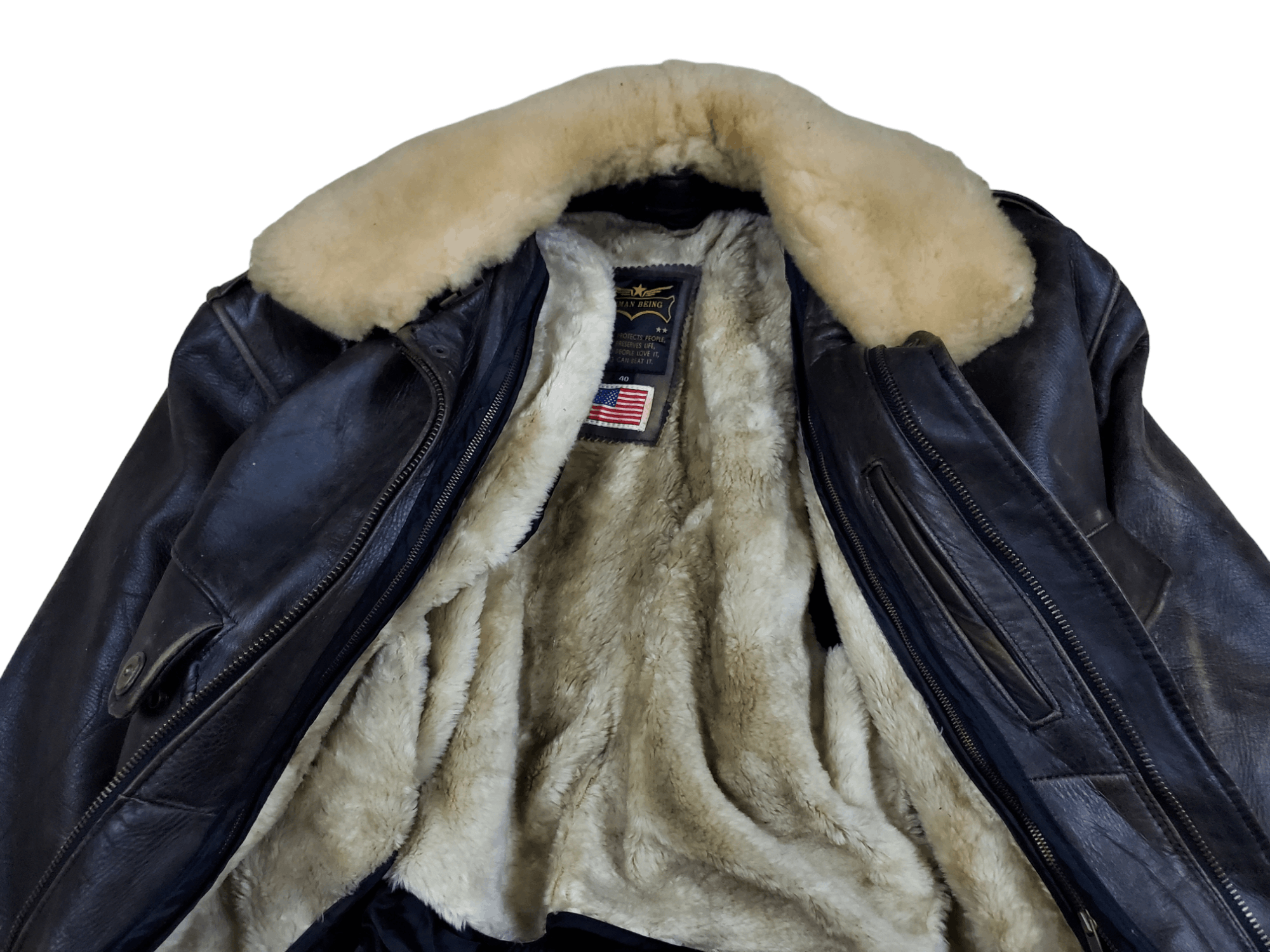 Genuine Leather × Vintage 🔥Vintage Leather Jacket Human Being B3 Style🔥 Size US L / EU 52-54 / 3 - 6 Thumbnail