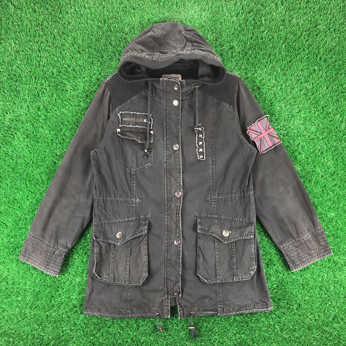 Japanese Brand Vintage 90's Parka Hoodie Punk Britain Flag by Sky Bomber Size US S / EU 44-46 / 1 - 1 Thumbnail