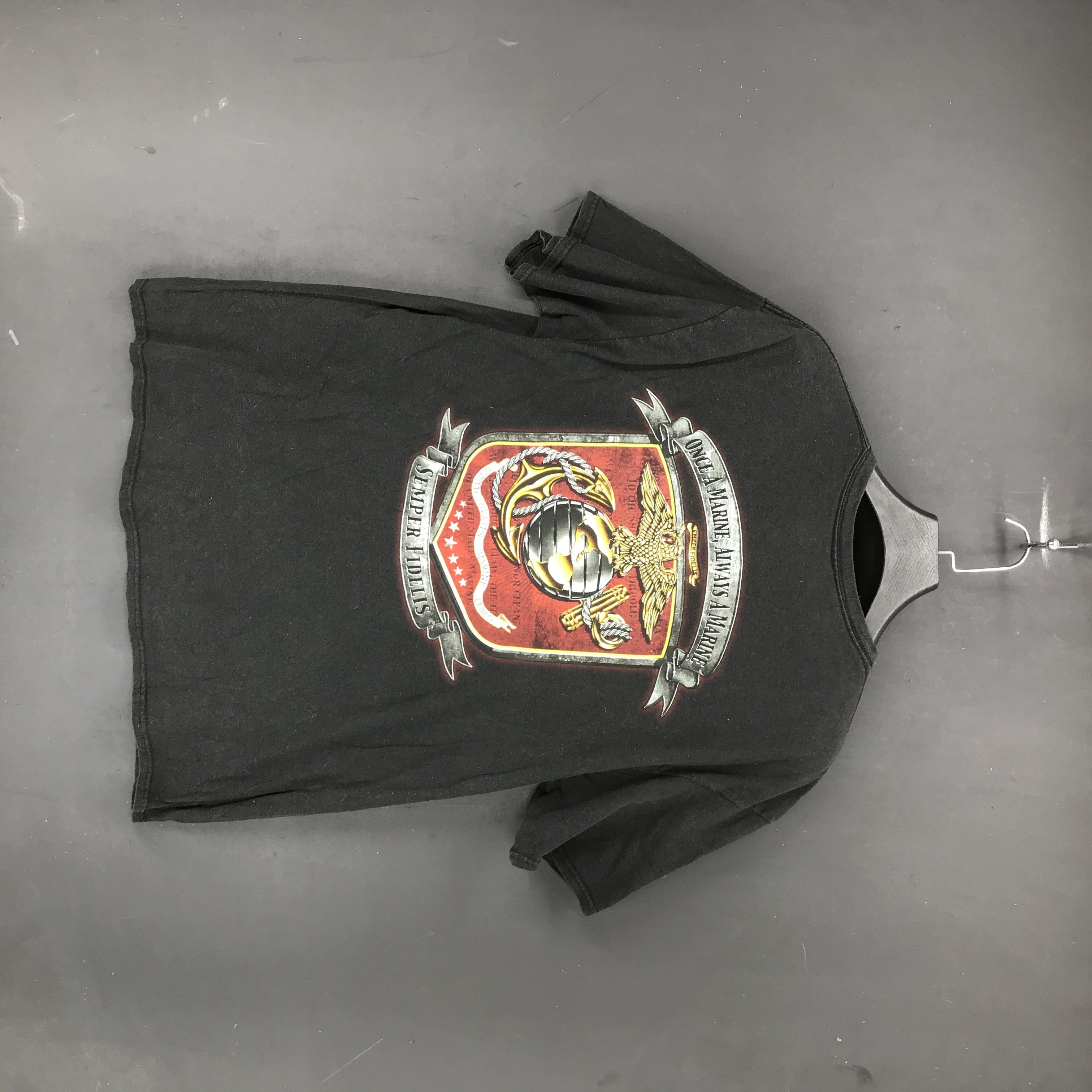 image of Vintage Us Marine Corps Big Logo Tees 2106-79 in Black, Men's (Size Large)
