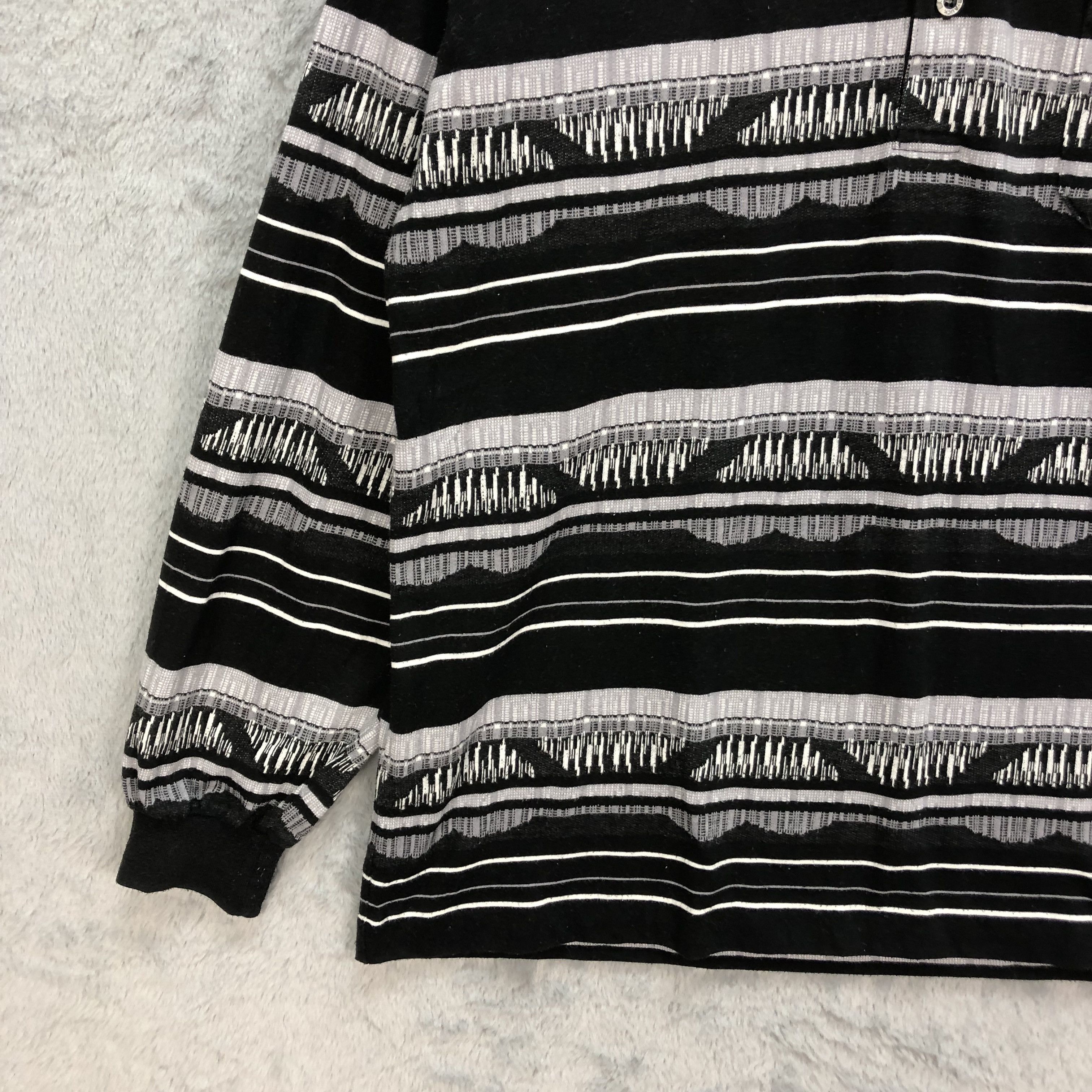 Japanese Brand AUCK LAND SPORTS STRIPES LONG SLEEVE POLO SHIRT #5233-180 Size US L / EU 52-54 / 3 - 4 Thumbnail