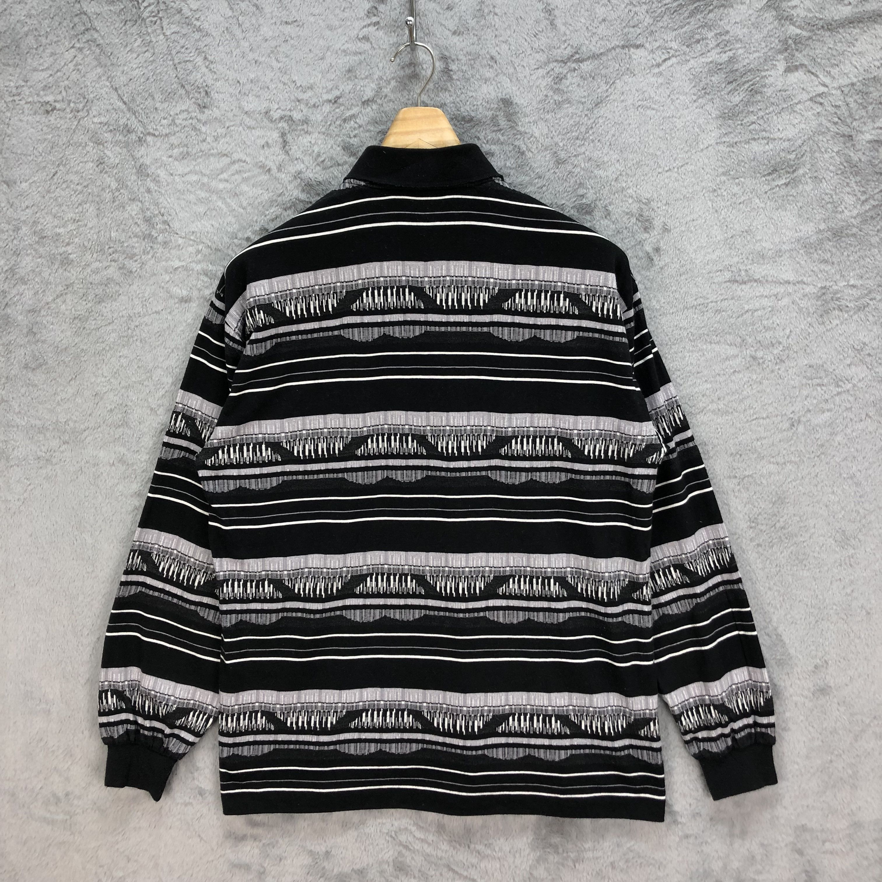 Japanese Brand AUCK LAND SPORTS STRIPES LONG SLEEVE POLO SHIRT #5233-180 Size US L / EU 52-54 / 3 - 7 Thumbnail
