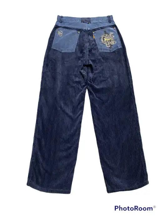image of 29X29 Vintage Lancel Emboidery Corduroy Pants in Dark Blue, Men's
