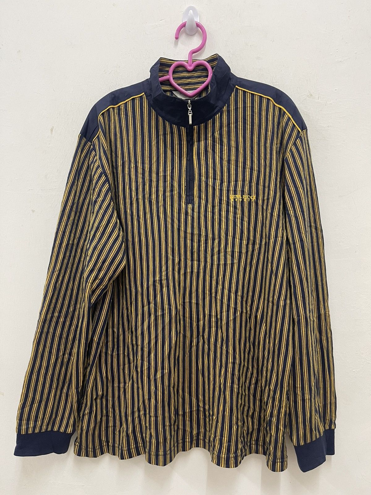 Nina Ricci Rare Vintage NINA RICCI Striped Half Zip Long Sleeve Size M / US 6-8 / IT 42-44 - 1 Thumbnail