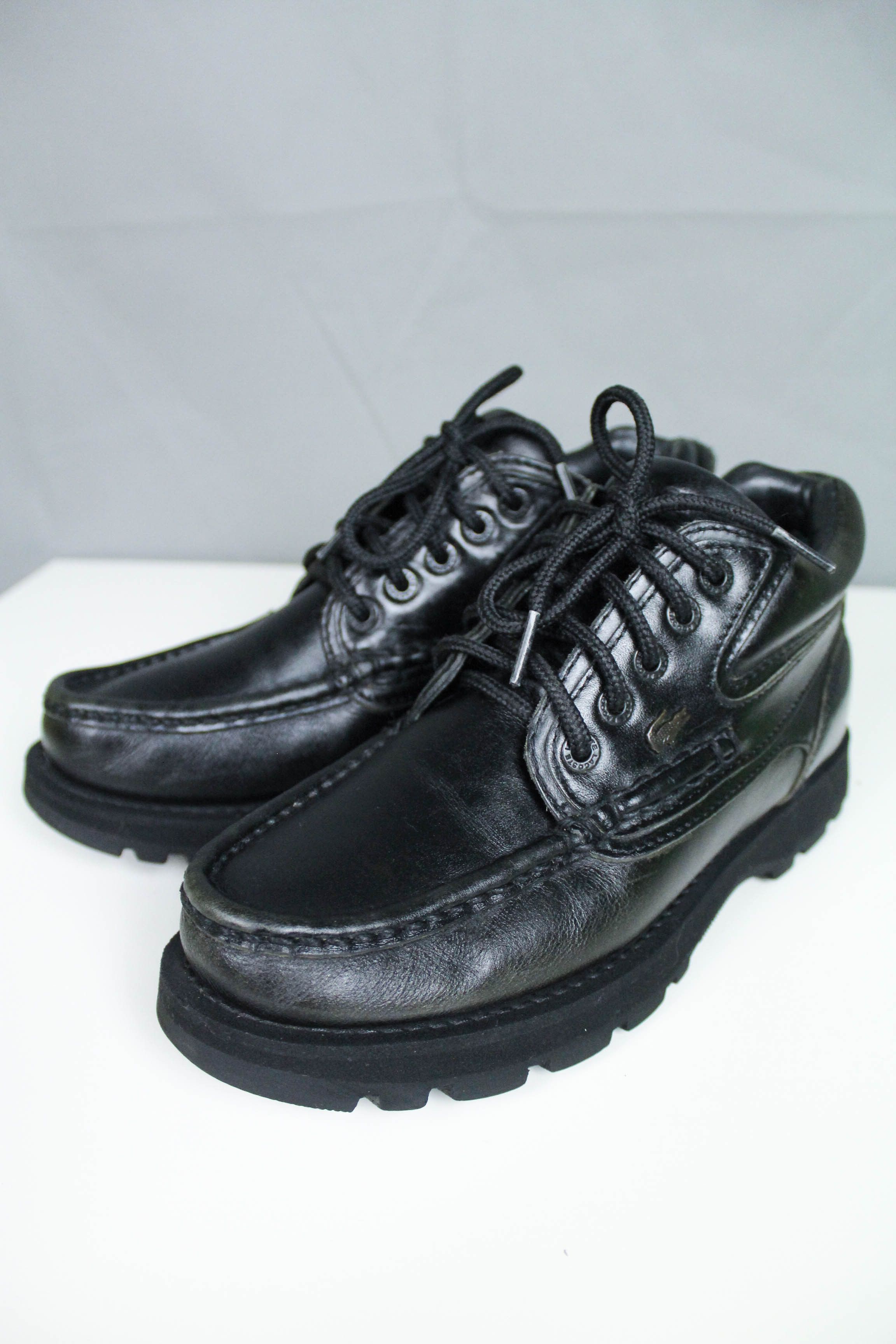 Lacoste Women's Lacoste Vintage 90s Black Leather Work Boots Size US 7.5 / IT 37.5 - 3 Thumbnail