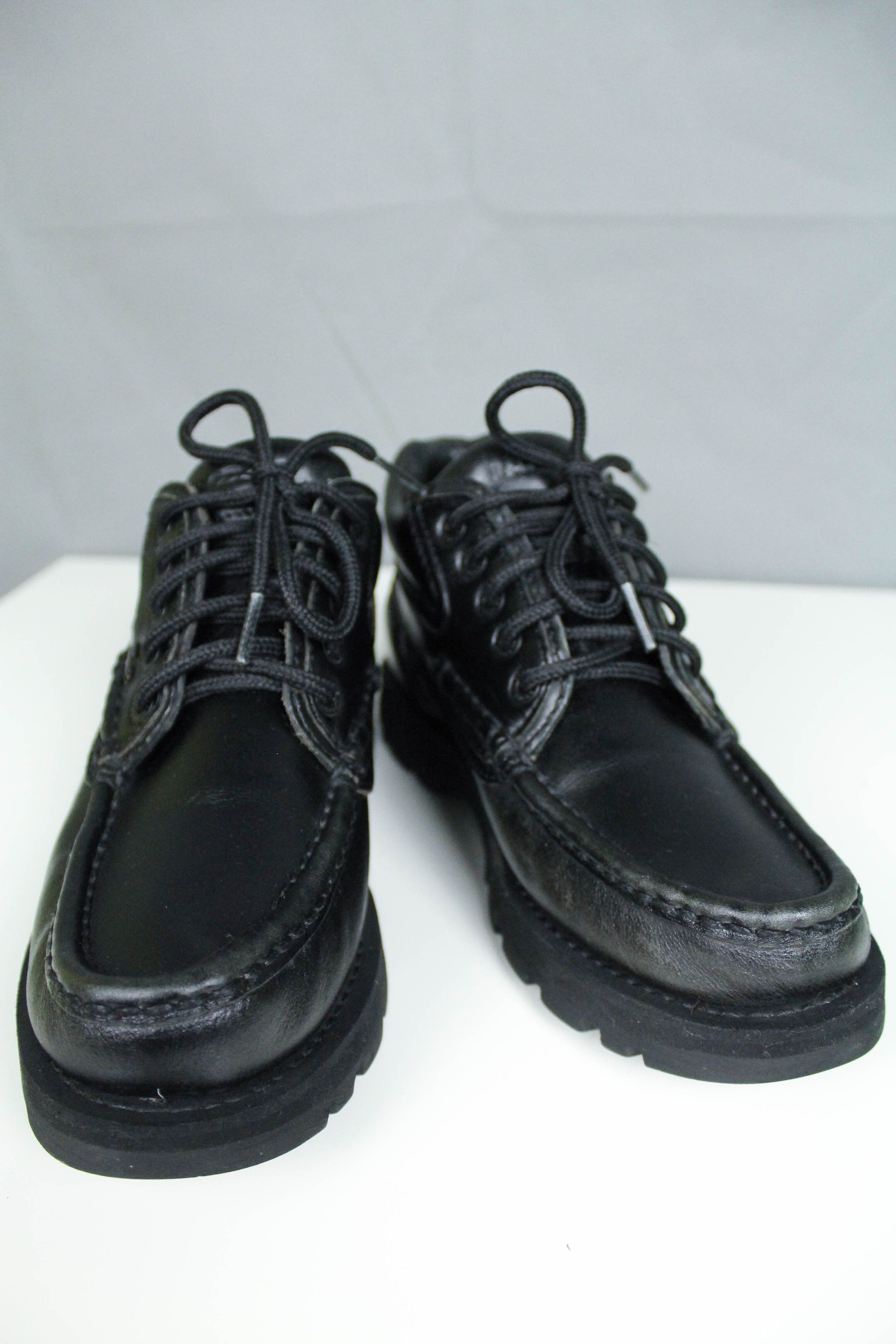 Lacoste Vintage Women s Lacoste Vintage 90s Black Leather Work Boots Grailed