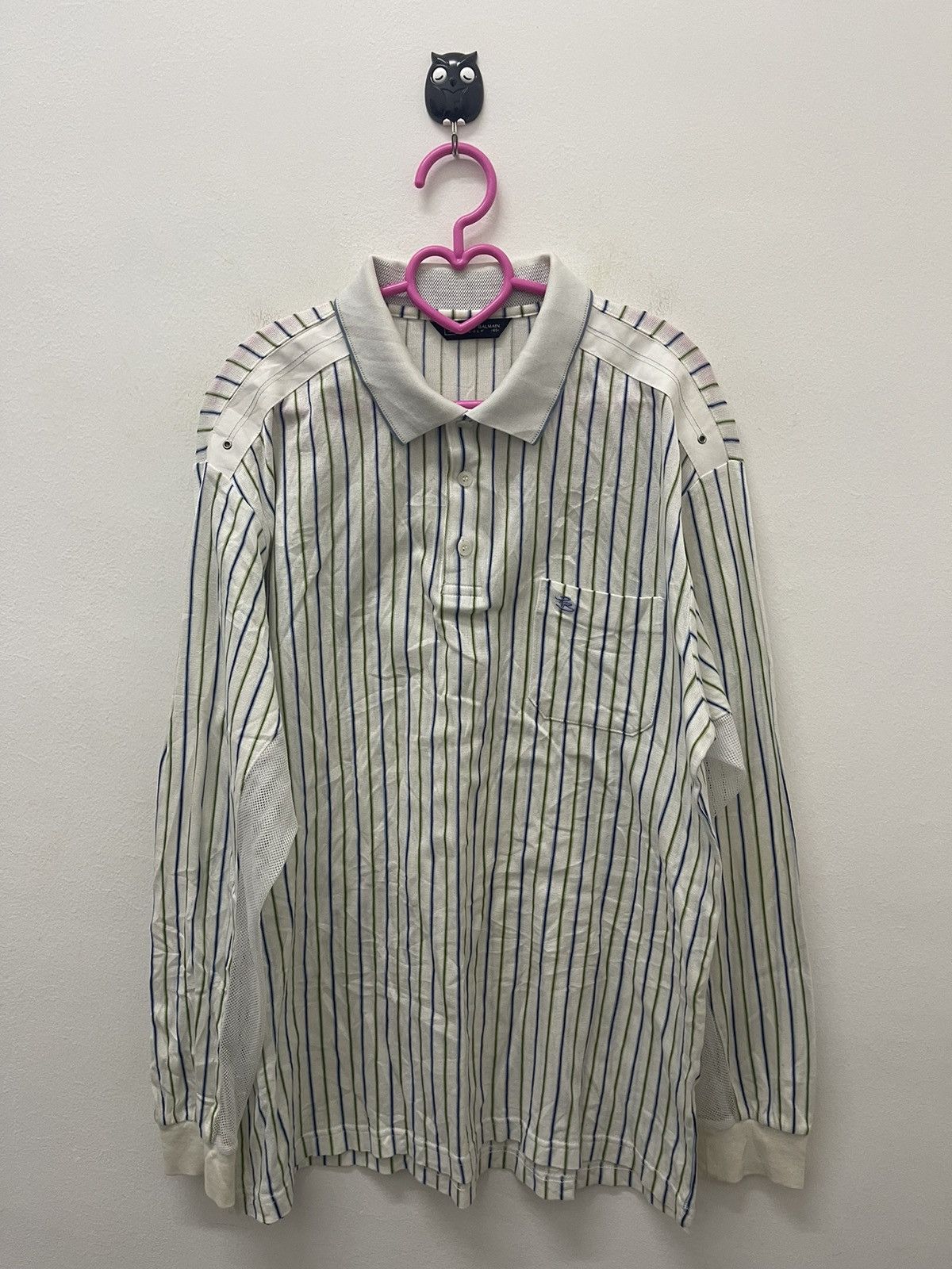 Pierre Balmain Vintage PIERRE BALMAIN Striped Single Pocket Transparent Arm Size US M / EU 48-50 / 2 - 1 Thumbnail