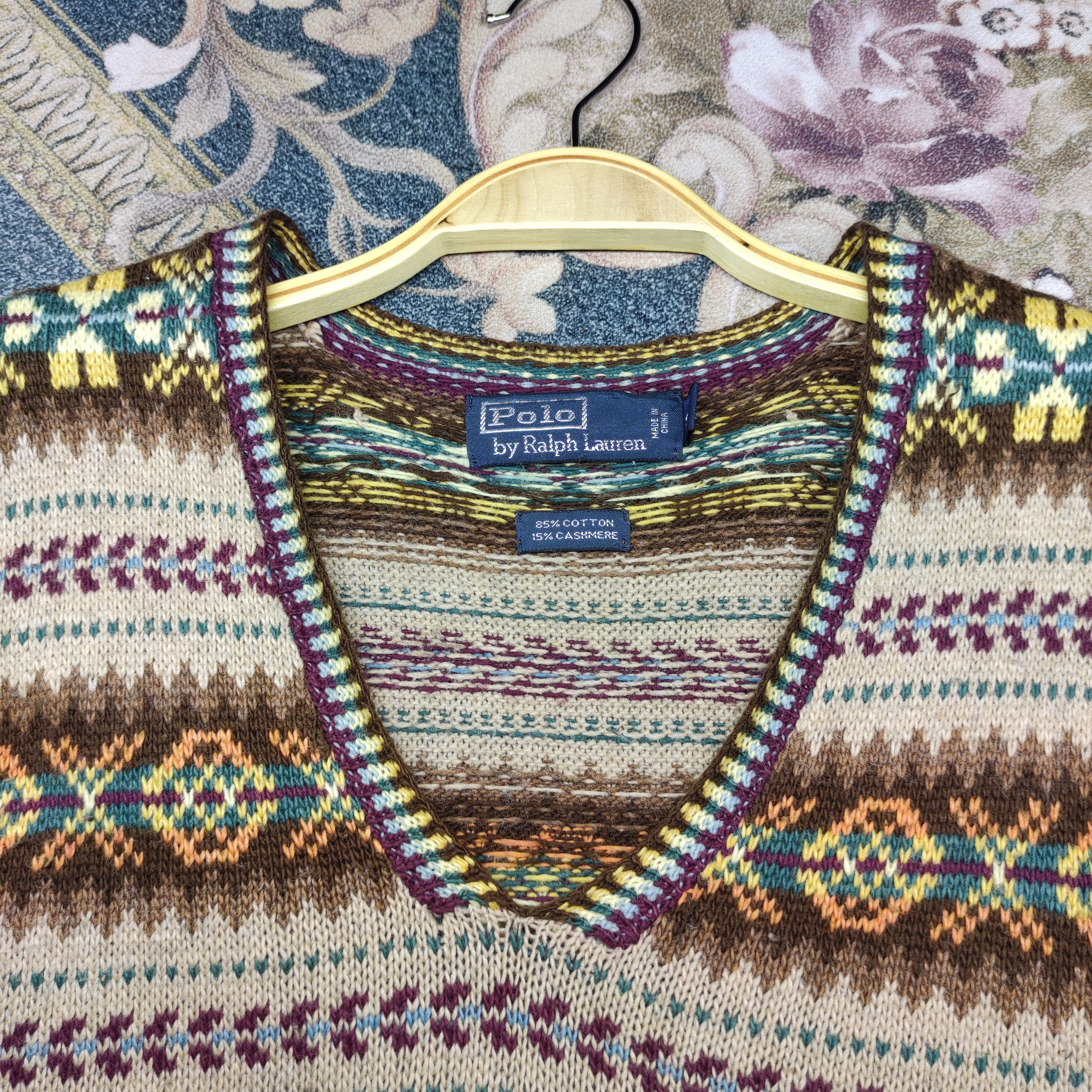 Polo Ralph Lauren Vintage Polo Ralph Lauren patterned knit sweater vest Size US M / EU 48-50 / 2 - 8 Thumbnail