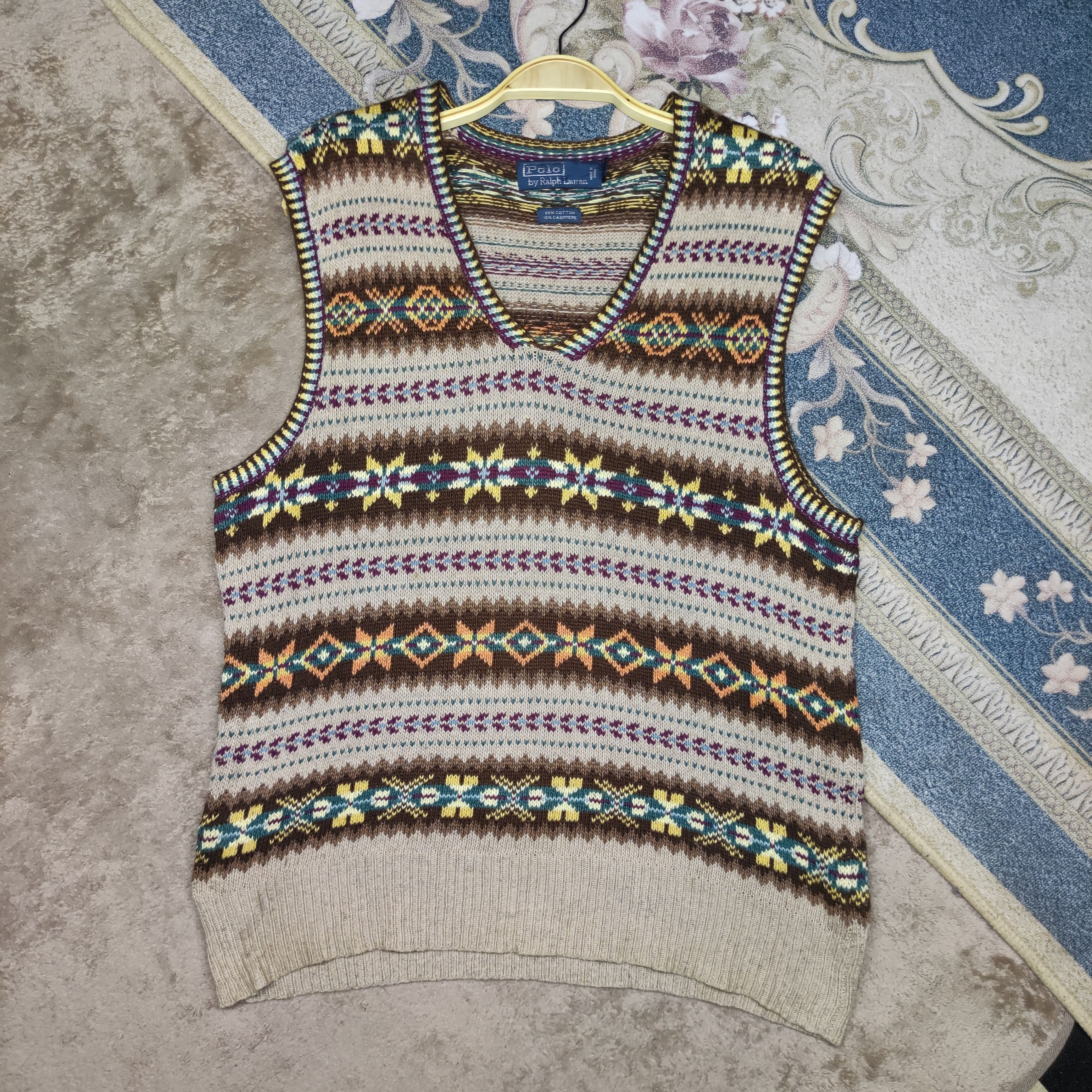 Polo Ralph Lauren Vintage Polo Ralph Lauren patterned knit sweater vest Size US M / EU 48-50 / 2 - 3 Thumbnail