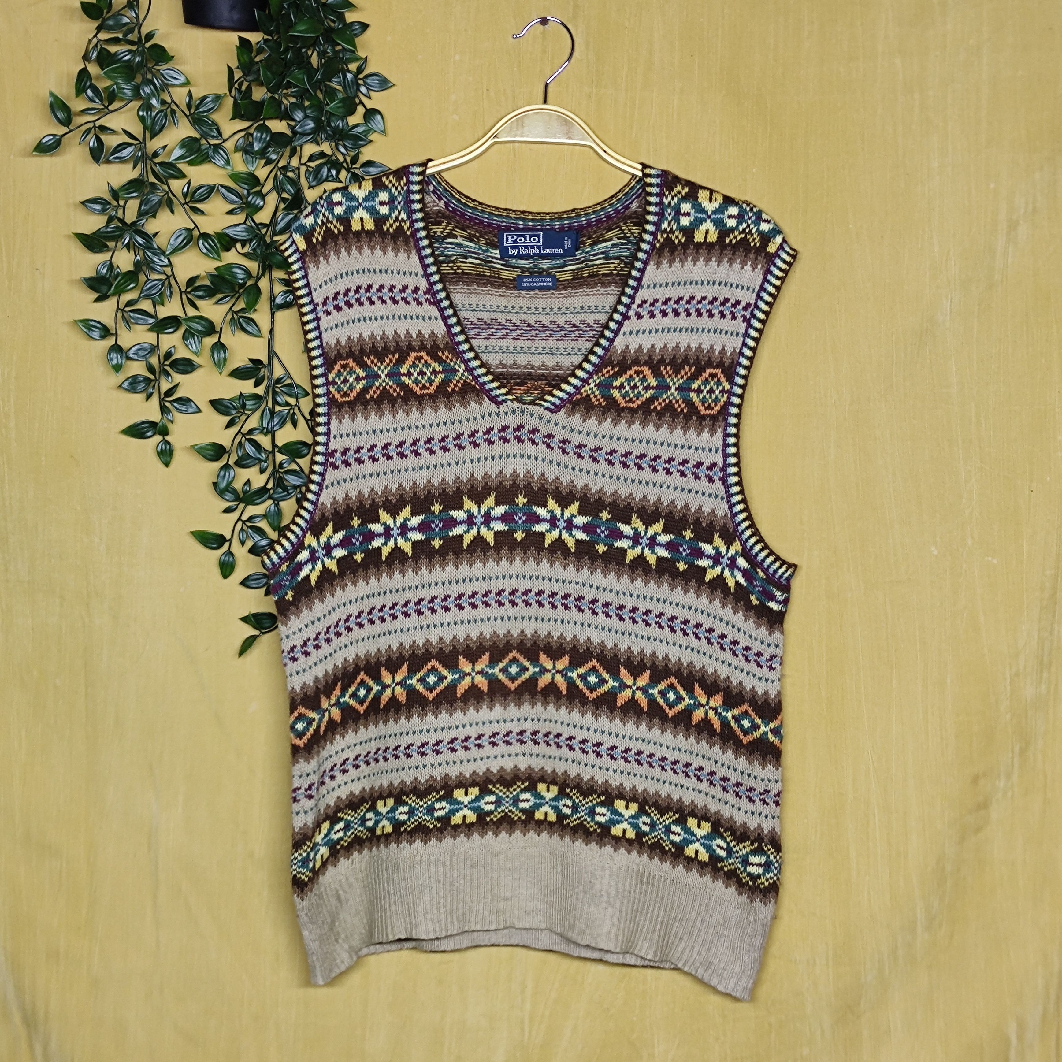 Polo Ralph Lauren Vintage Polo Ralph Lauren patterned knit sweater vest Size US M / EU 48-50 / 2 - 1 Thumbnail