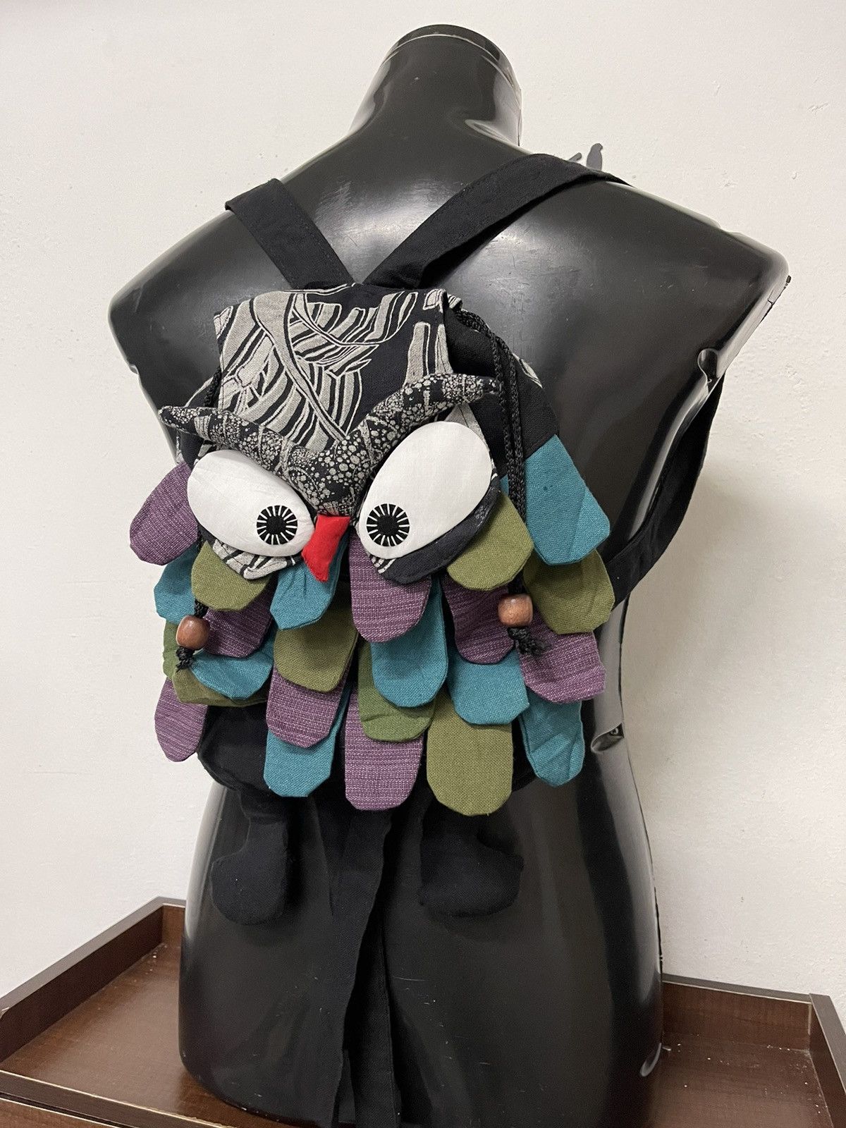 image of Unisex Small Fanny Owl Cotton Rucksack Bag in Black, Men's