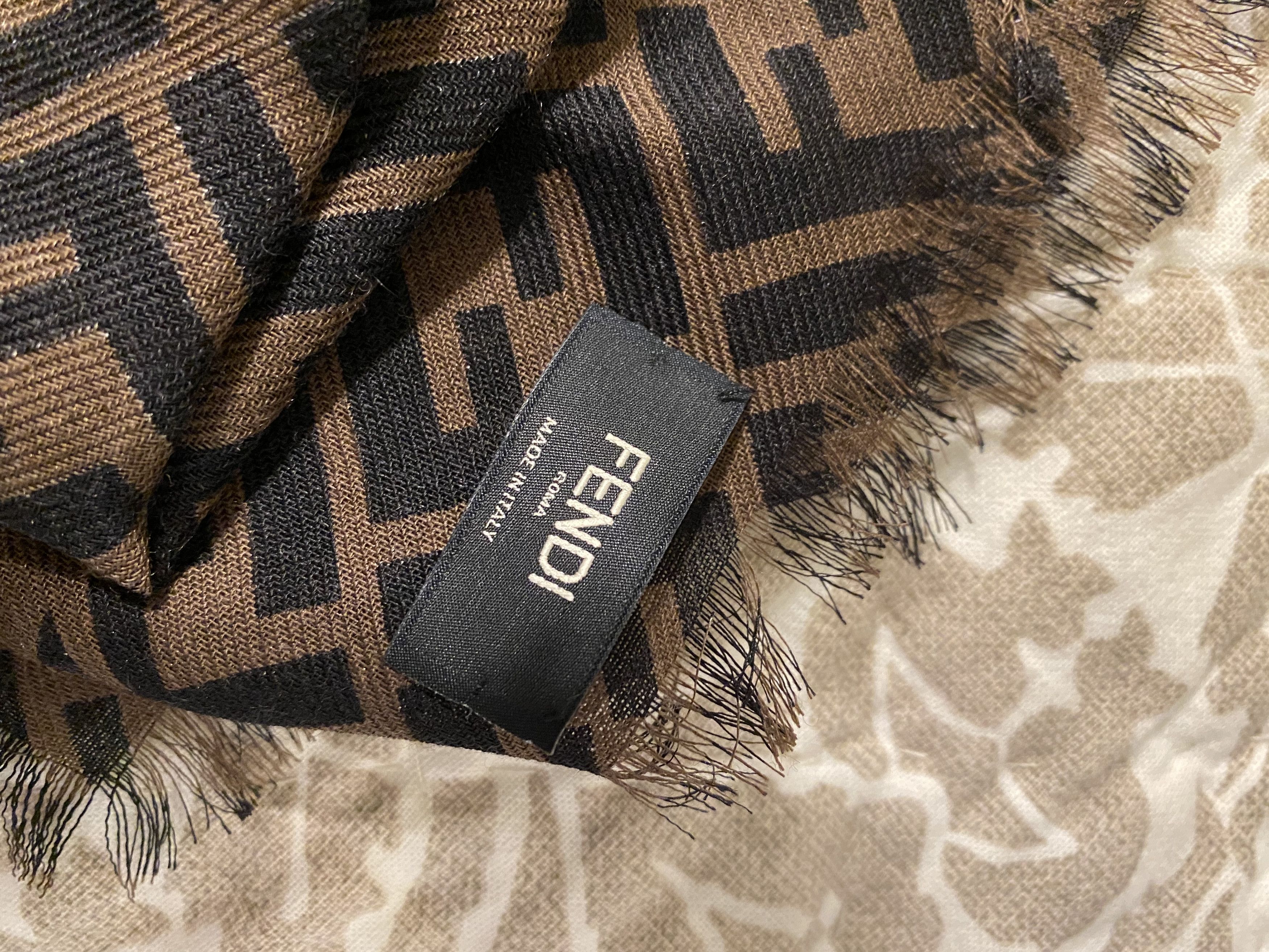 Fendi Fendi Monogram Silk Scarf Size ONE SIZE - 3 Thumbnail