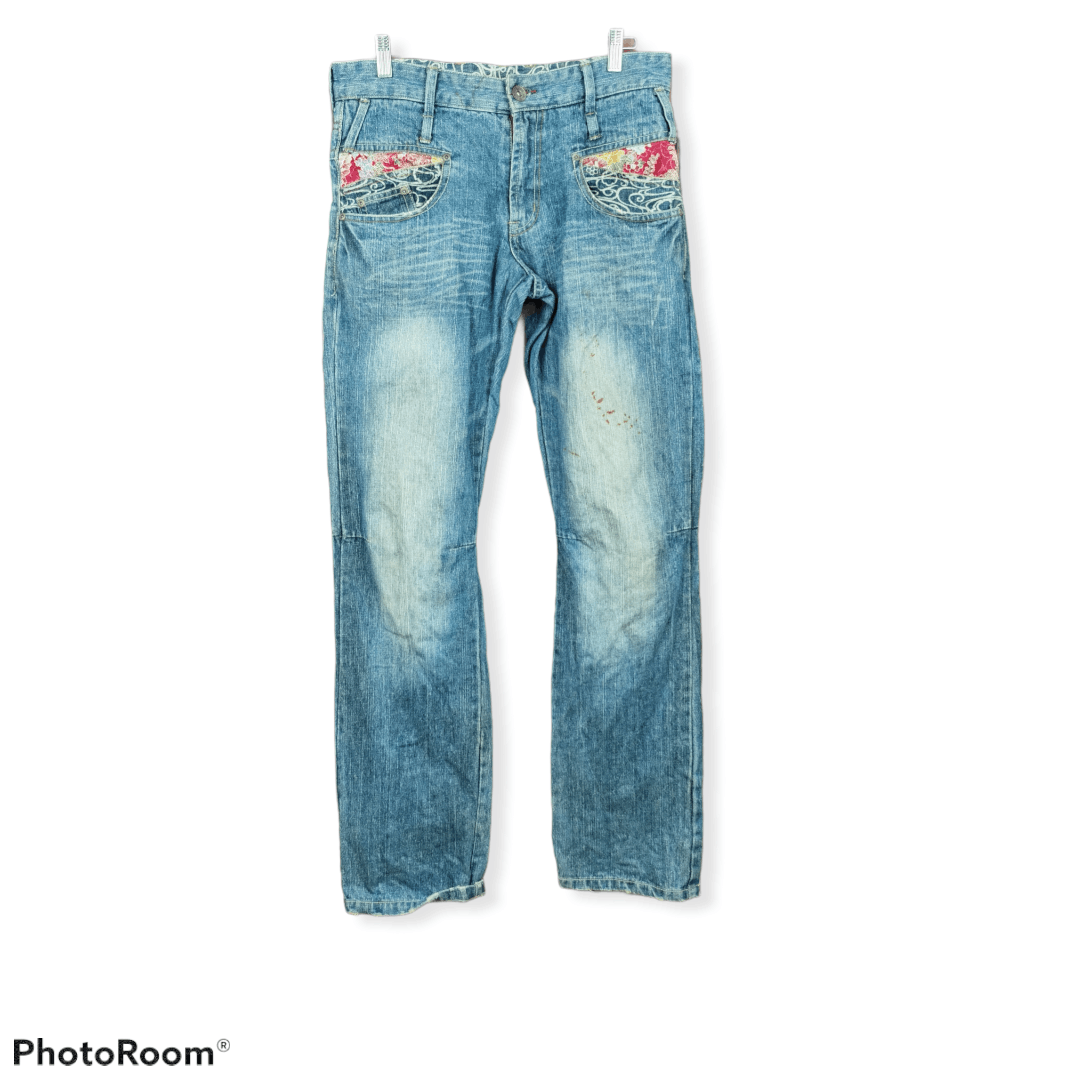 Japanese Brand RARE Gumu Double Pocket Japanese Design Denim Size US 33 - 1 Thumbnail