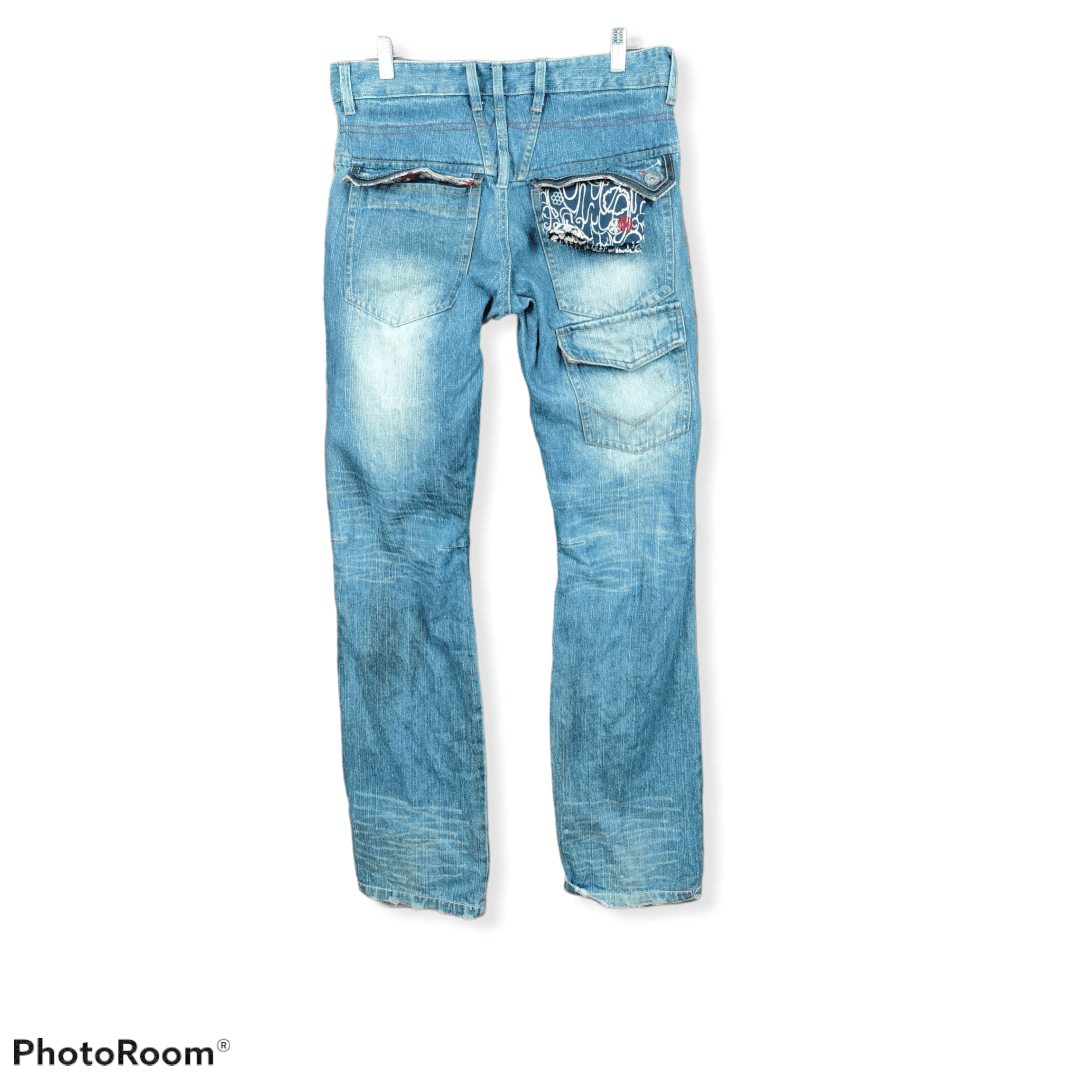 Japanese Brand RARE Gumu Double Pocket Japanese Design Denim Size US 33 - 3 Thumbnail
