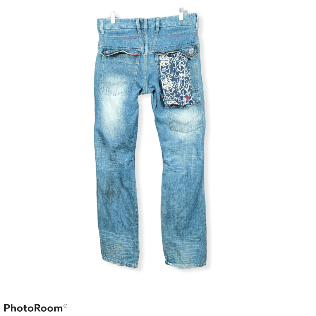 Japanese Brand RARE Gumu Double Pocket Japanese Design Denim Size US 33 - 2 Thumbnail