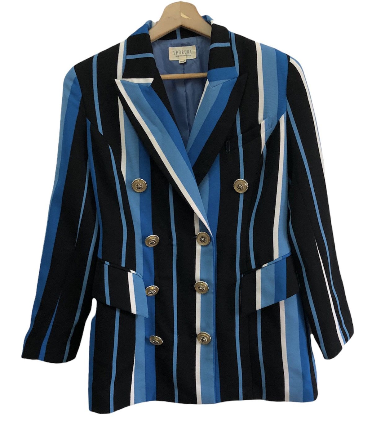 image of Designer Collection x Vintage Sporche Multicolour Designer Blazer Coat Jacket in Blue (Size Small)