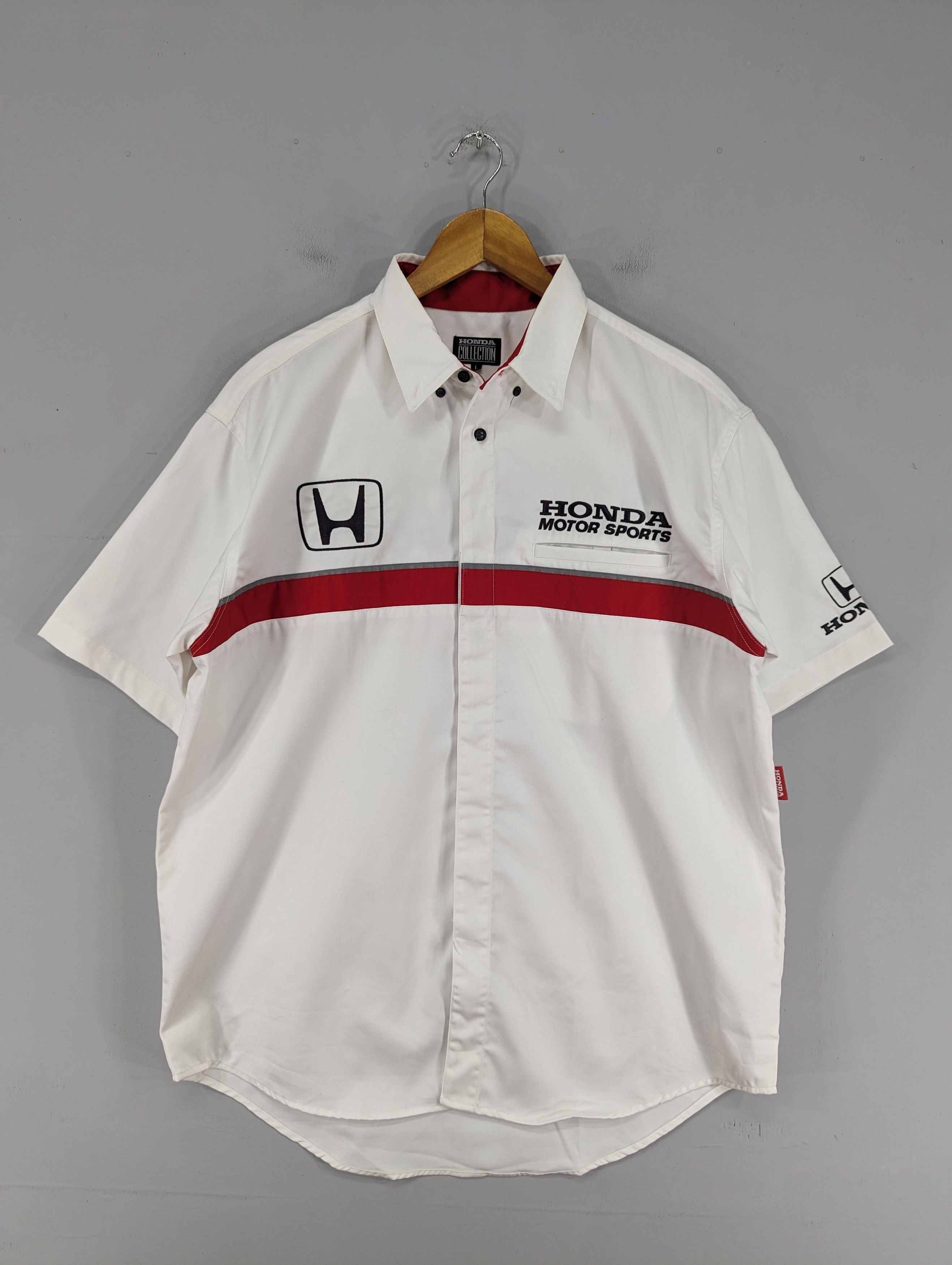 image of vintage Honda Motosports Uniform Button Ups Shirt, Men's (Size Large)