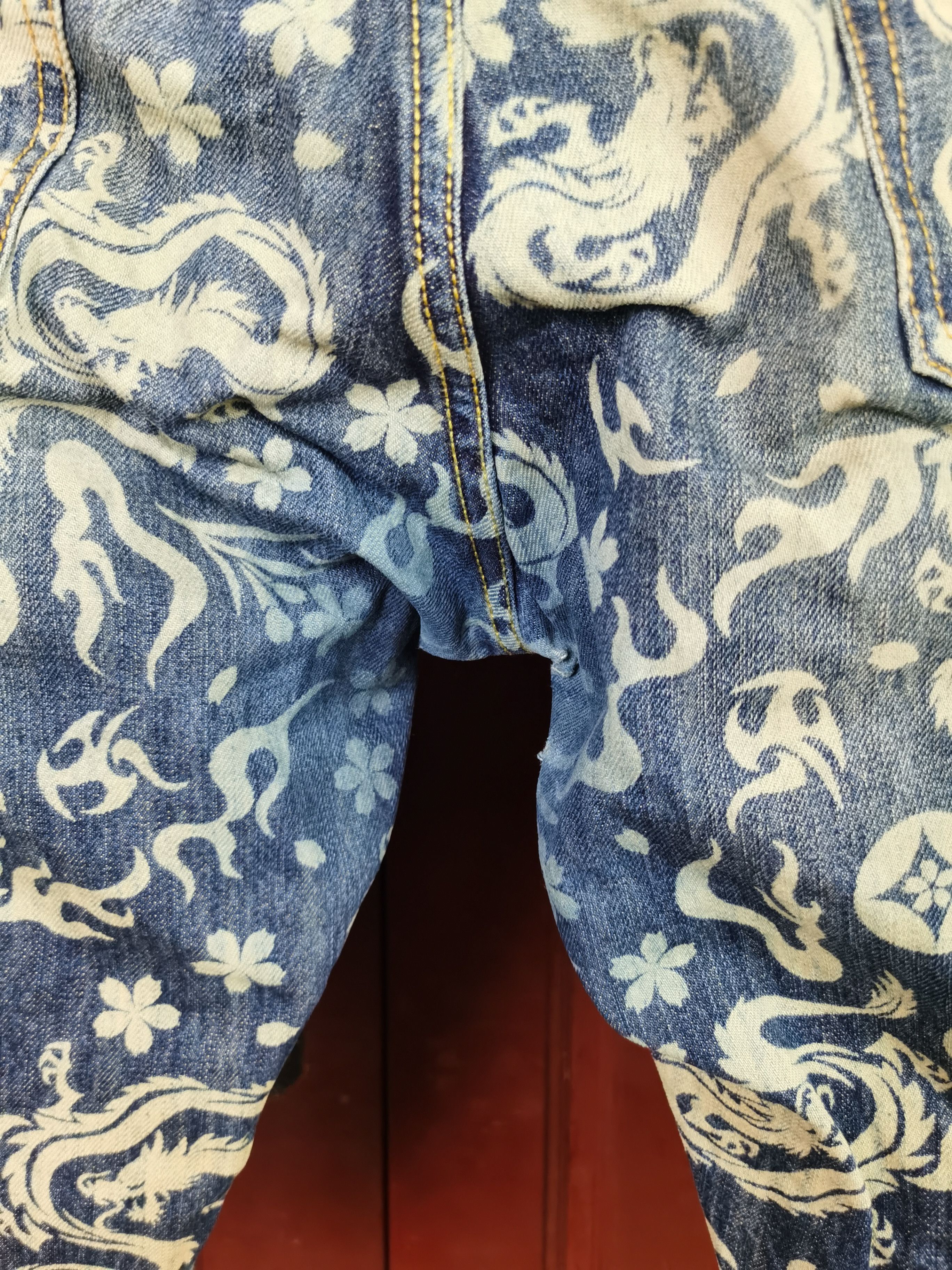 Eternal × Japanese Brand Eternal Dragon Full Print Denim Short Size US 39 - 9 Thumbnail