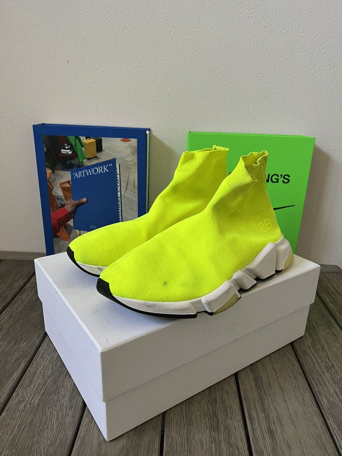 image of Balenciaga Speed Runner Fluro Shoes in Fluo Yellow, Men's (Size 13)