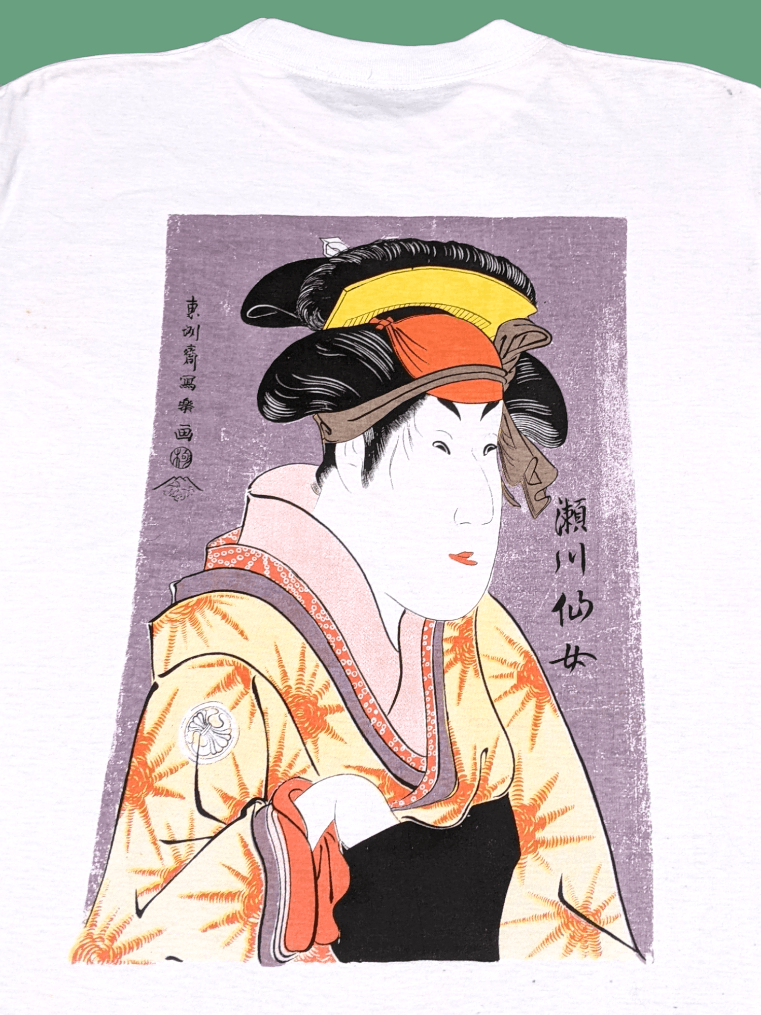 image of Seditionaries x Sukajan T Shirts Vintage 80's Japanese Geisha Kabuki Art T Shirt in White (Size Med