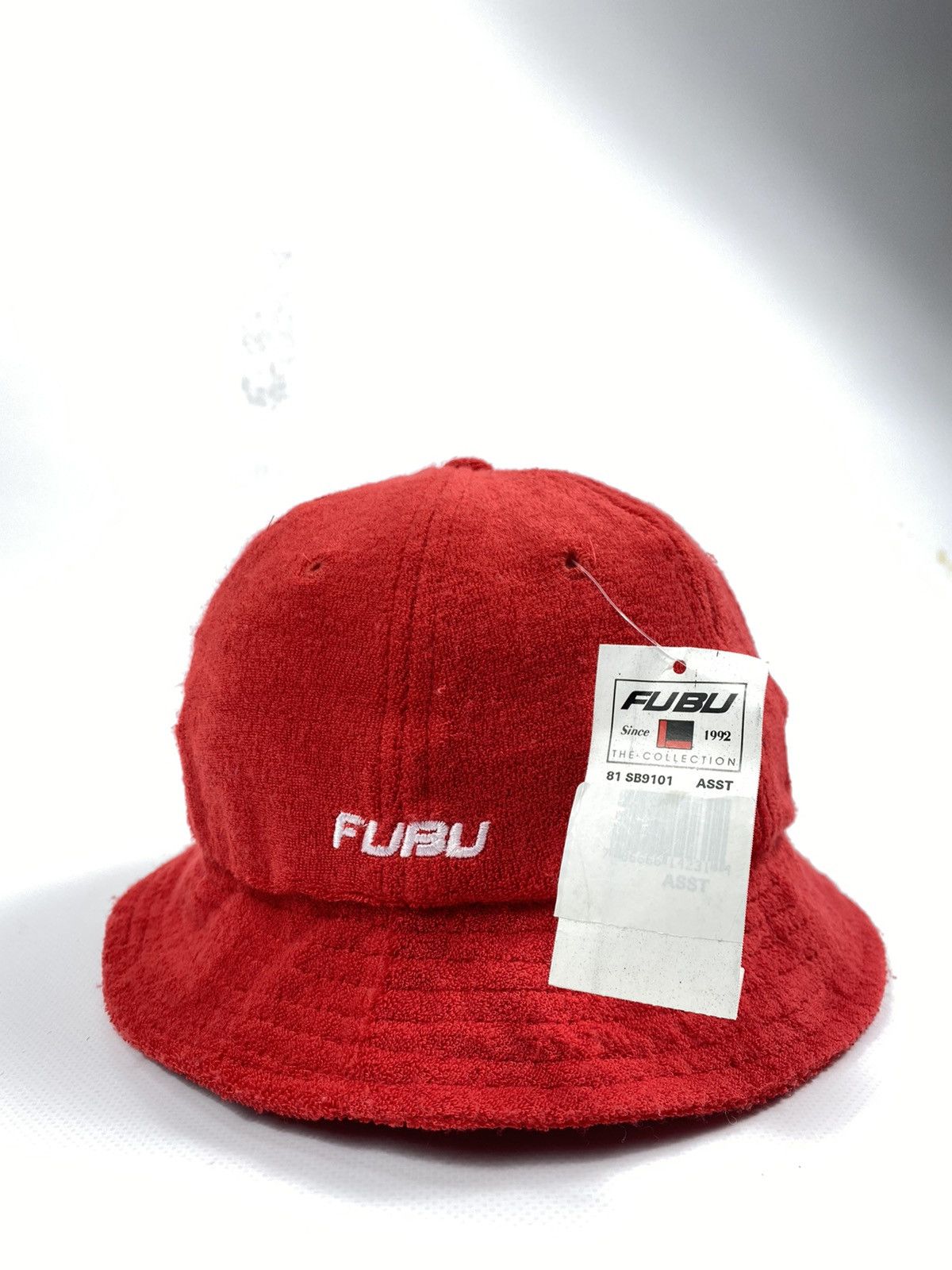 Fubu 🔥LASTDROP🔥 Fubu Bathrobe Material Red Bucket Hat Cap Size ONE SIZE - 2 Thumbnail