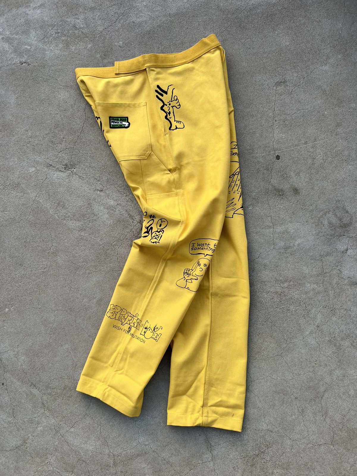 image of Brain Dead Carpenter Pant Velcro Printed Blk/yellow, Men's (Size 34)