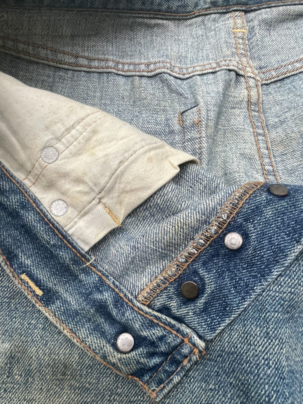 Denime × Japanese Brand × Vintage Denime Vintage Selvedge Aging & Distressed Denim Size US 33 - 16 Thumbnail