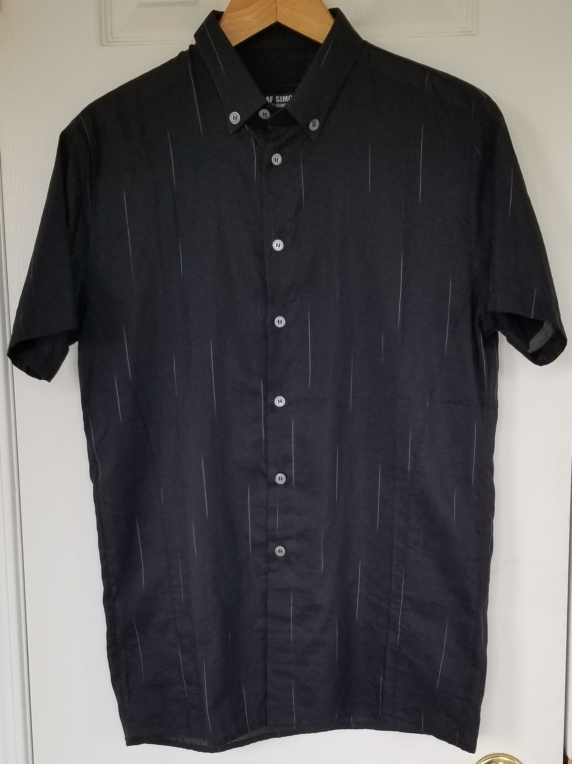 Pre-owned Raf Simons Black Short Sleeve Button Up Shirt Small 46