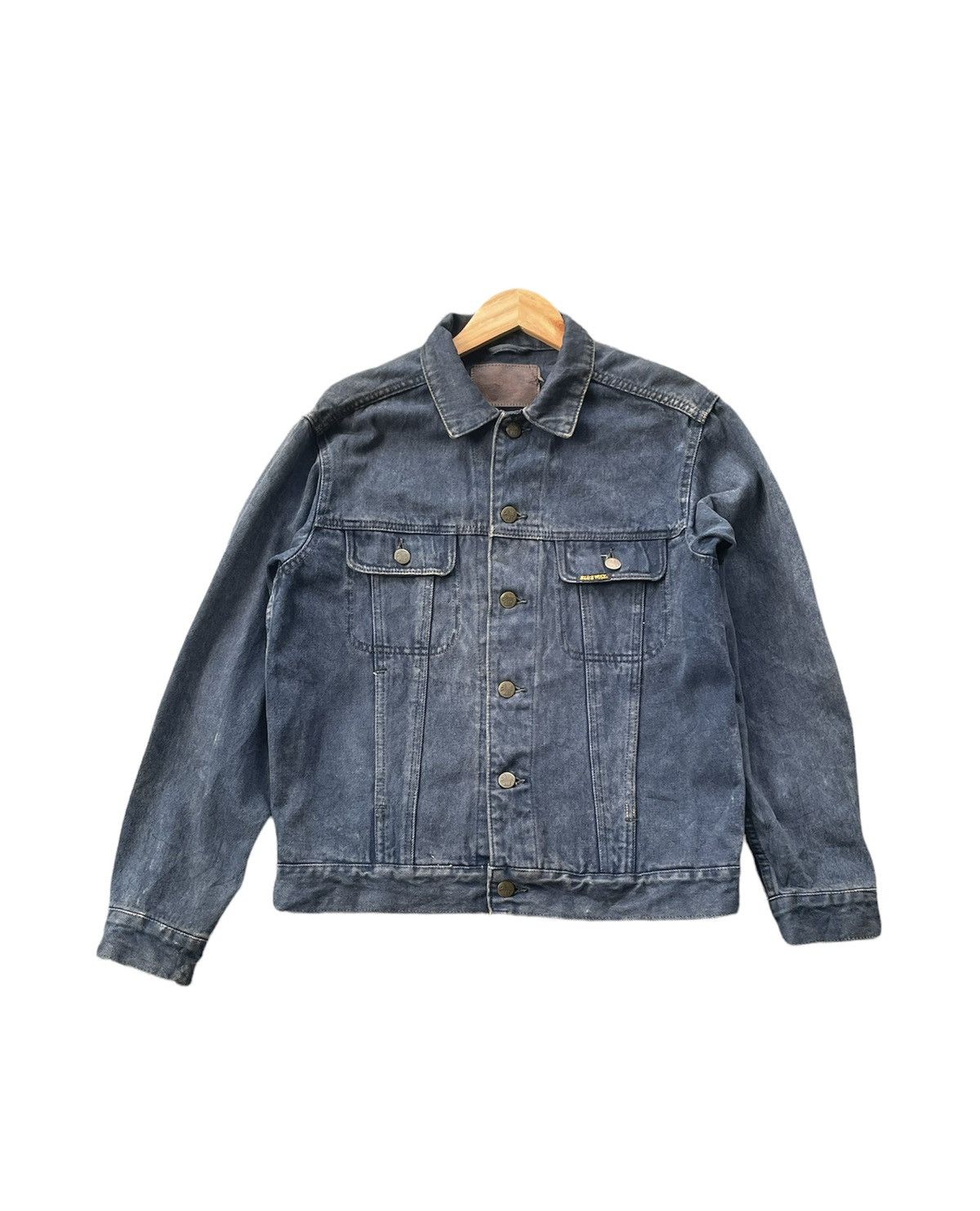 image of Stealsblue Way Vintage Black Out Washed Denim Jacket, Men's (Size Medium)