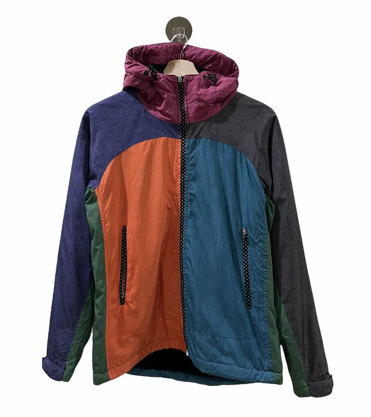 Japanese Brand Multicolor Zipper Light Jacket With Inner Fleece Lining Size US M / EU 48-50 / 2 - 1 Thumbnail