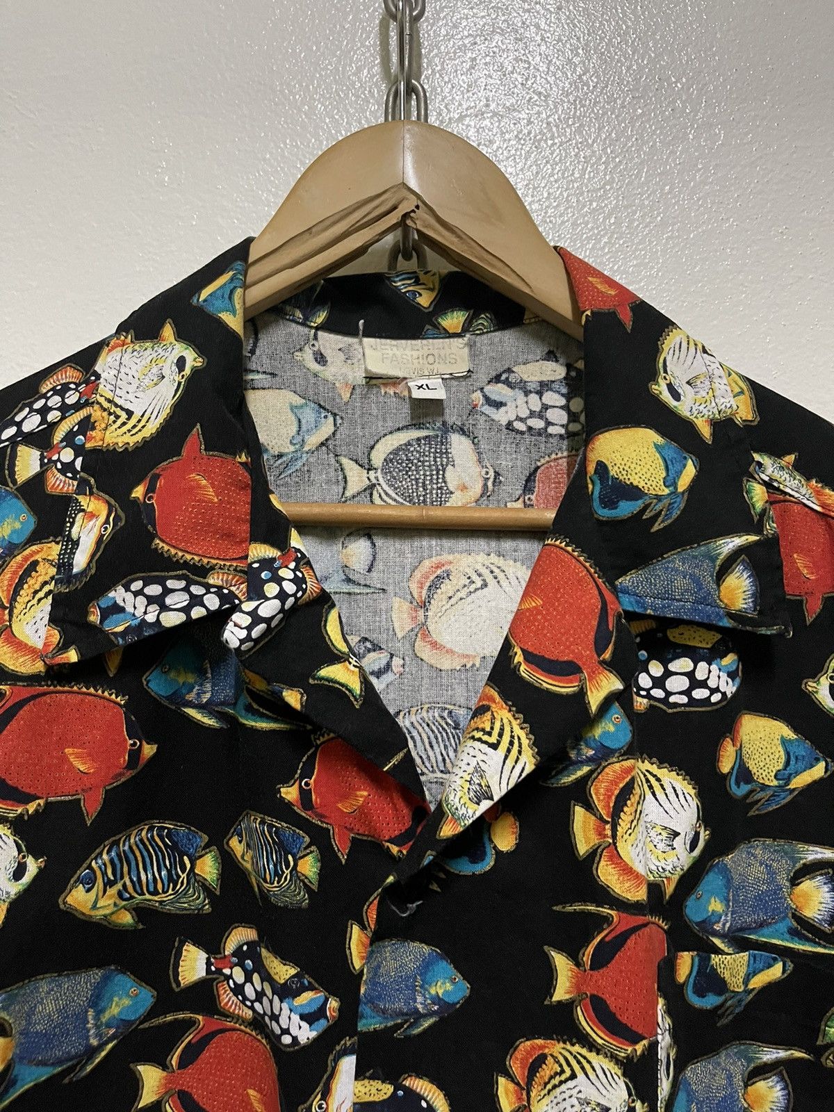 Vintage Jerverens Rare Full Print Fish Open Collar Shirt Size US XL / EU 56 / 4 - 8 Thumbnail