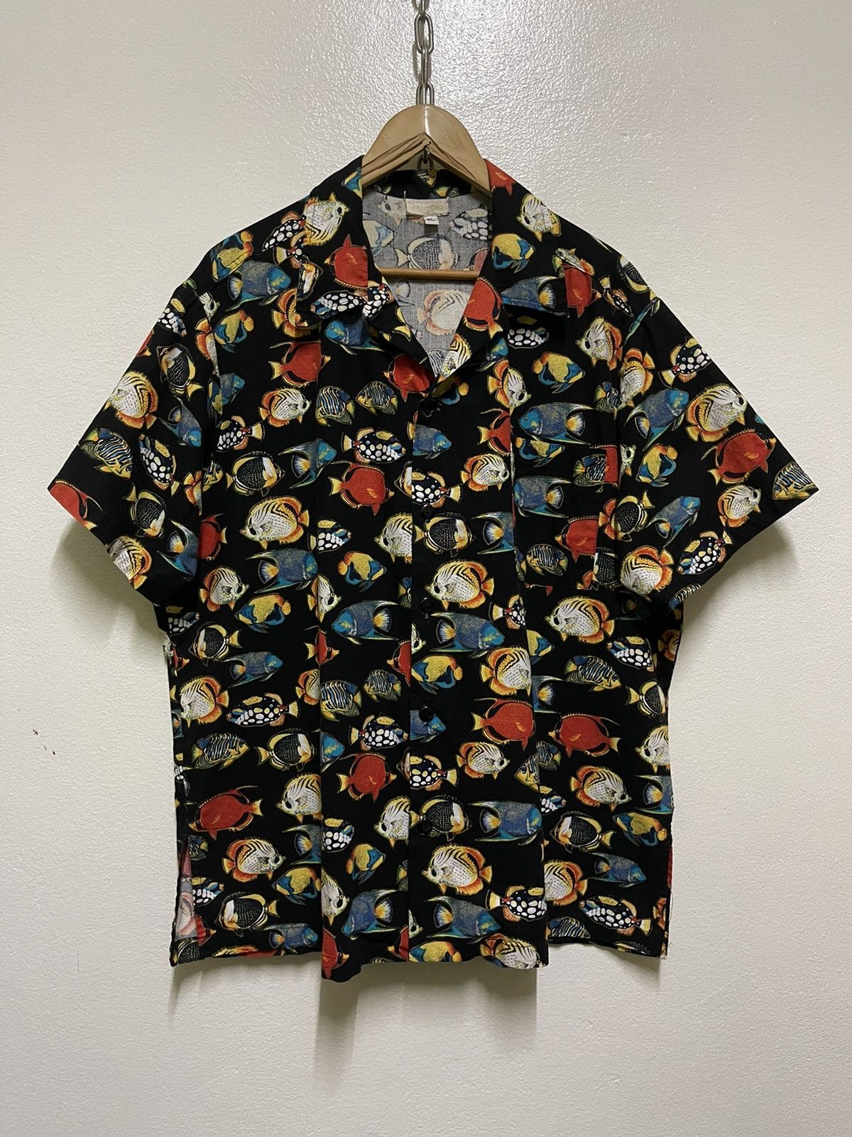 Vintage Jerverens Rare Full Print Fish Open Collar Shirt Size US XL / EU 56 / 4 - 1 Thumbnail