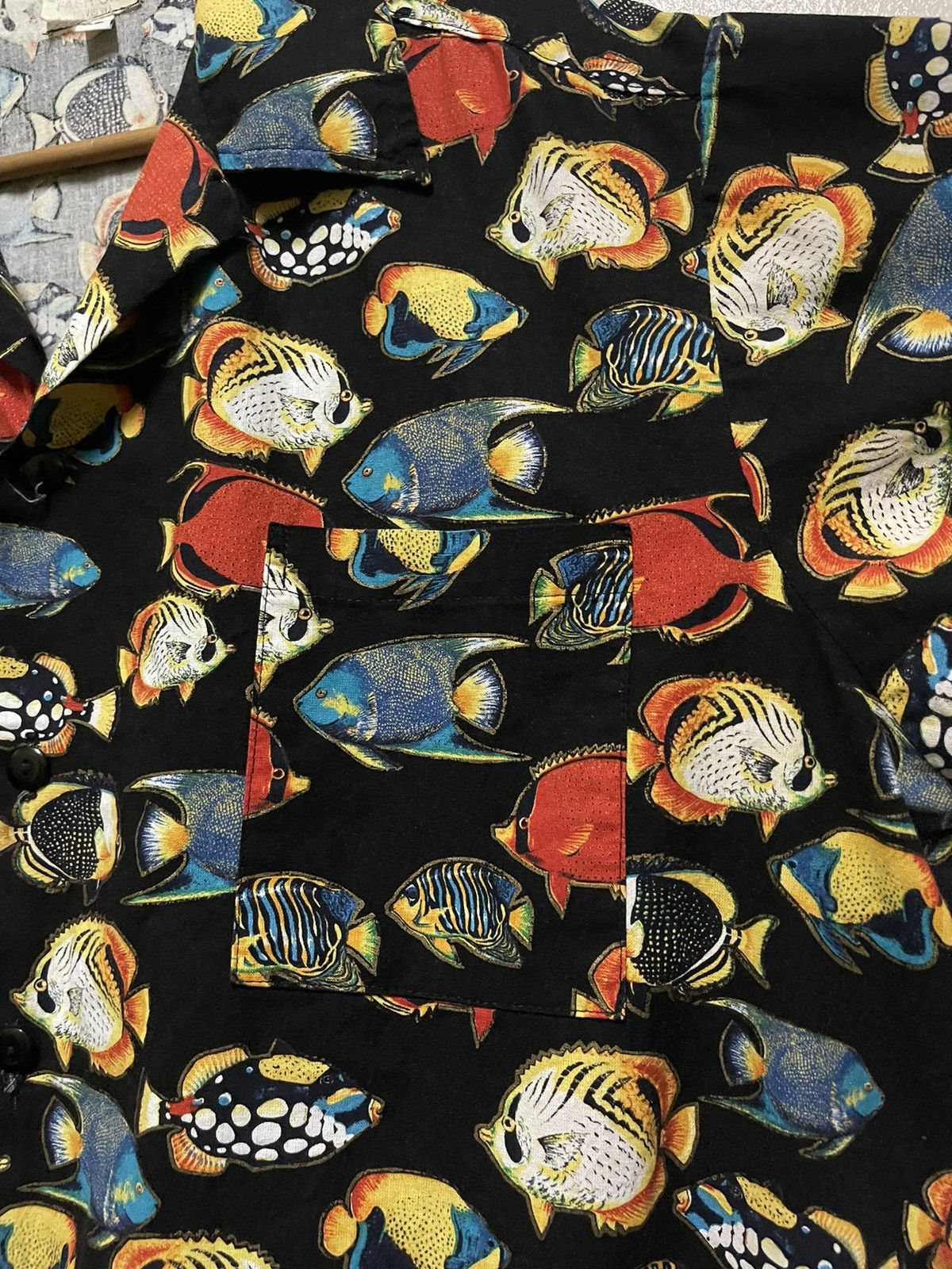 Vintage Jerverens Rare Full Print Fish Open Collar Shirt Size US XL / EU 56 / 4 - 7 Thumbnail